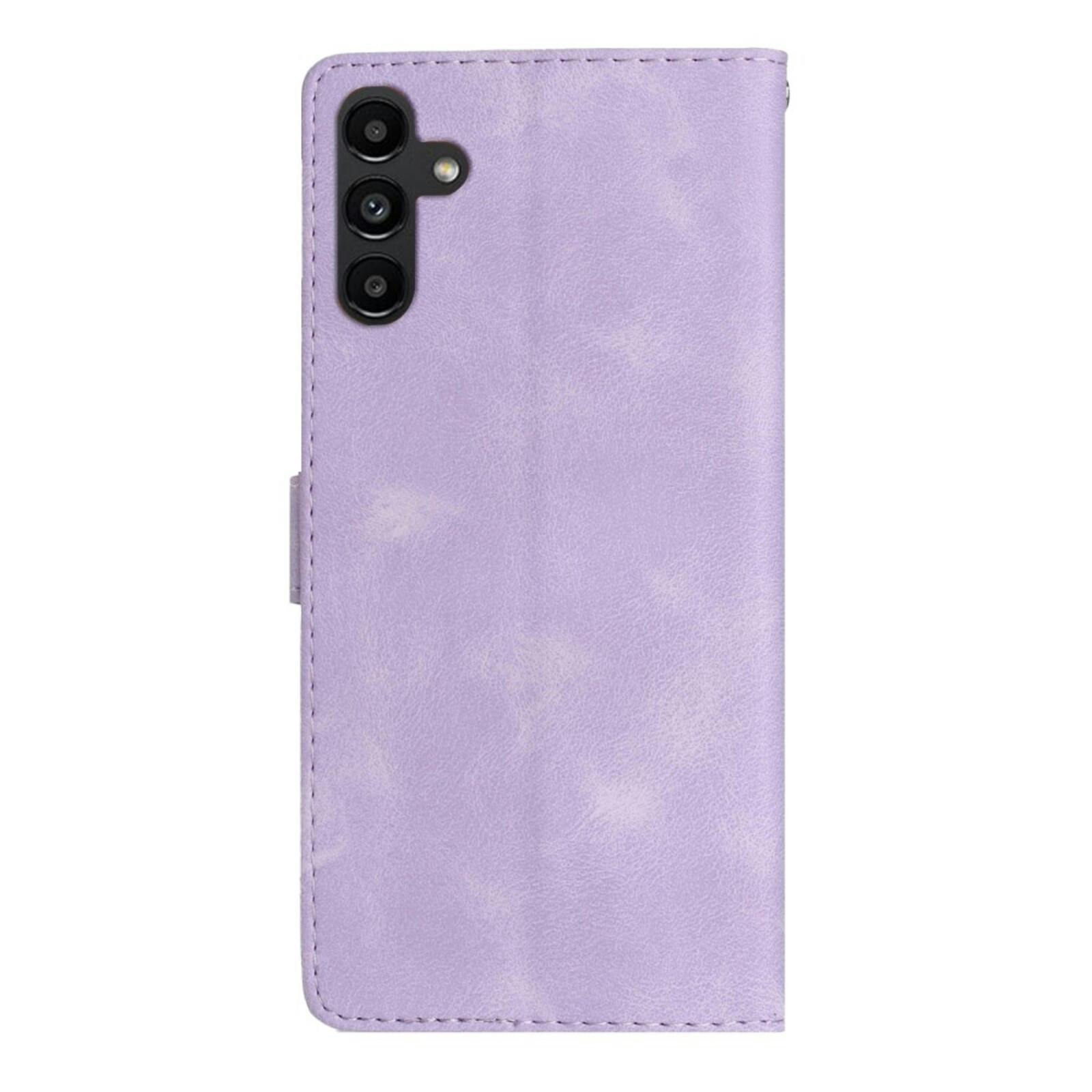 Comfycase Samsung Galaxy A56 Zacht Boek Hoesje met Gravure Paars