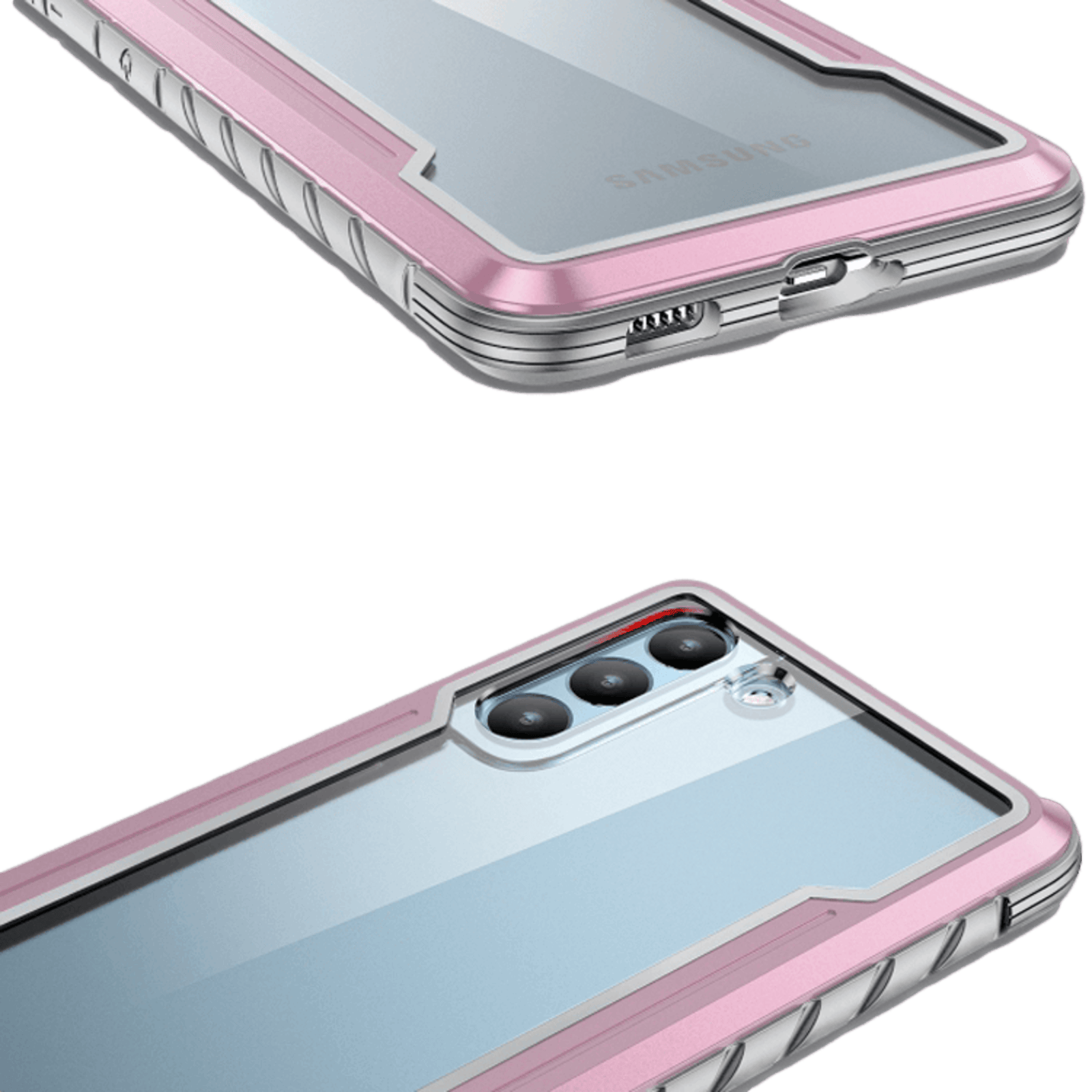 iPaky Samsung Galaxy S21 Thunder Series Stevig Aluminium Hoesje Roze