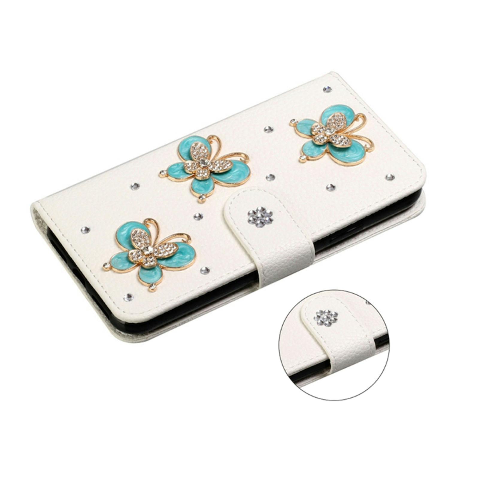 Mocaa Huawei Mate 20 Lite Bling Bookcase Hoesje Vlinders Wit