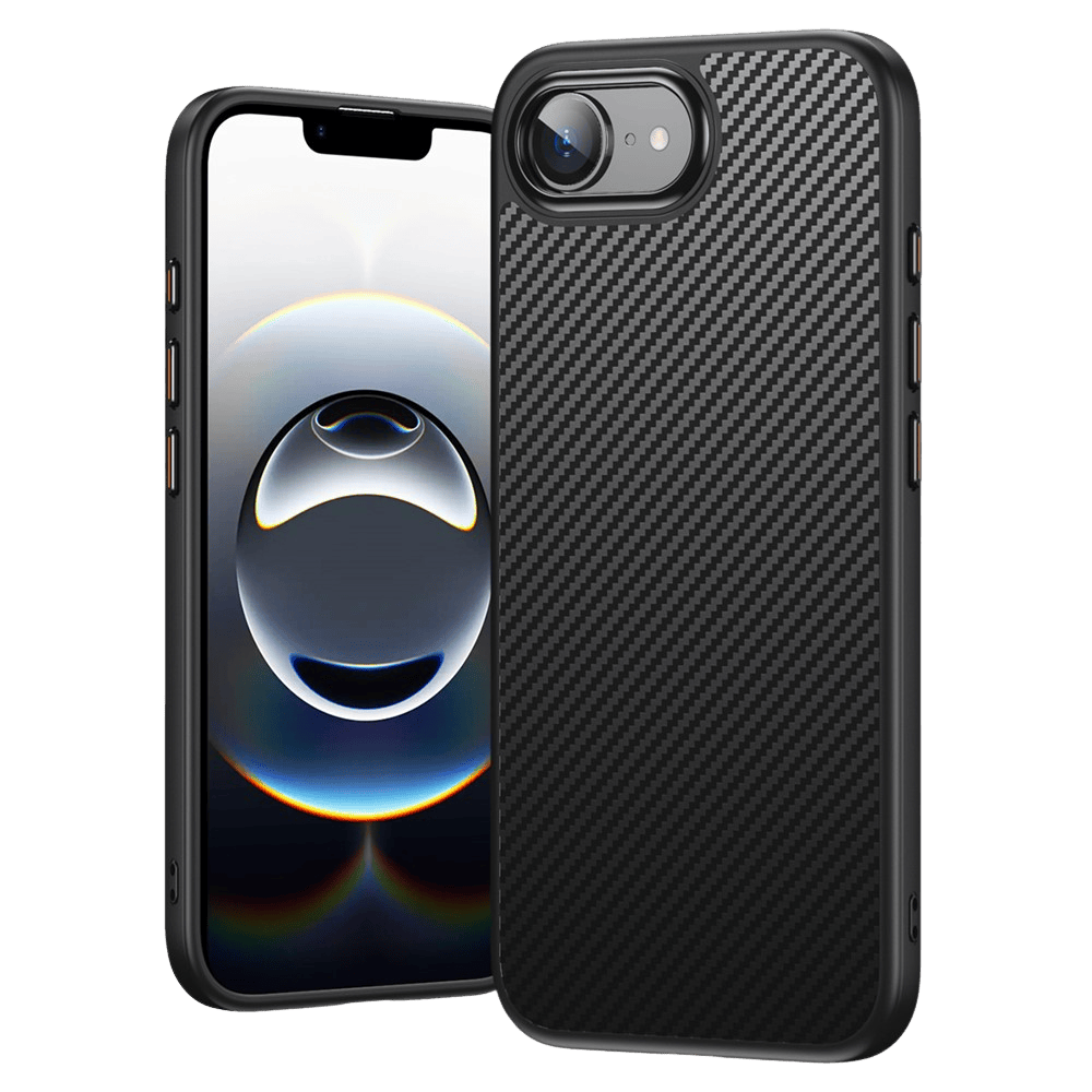 CaseBody Apple iPhone 16e / 17e Carbon Fiber Hoesje Zwart