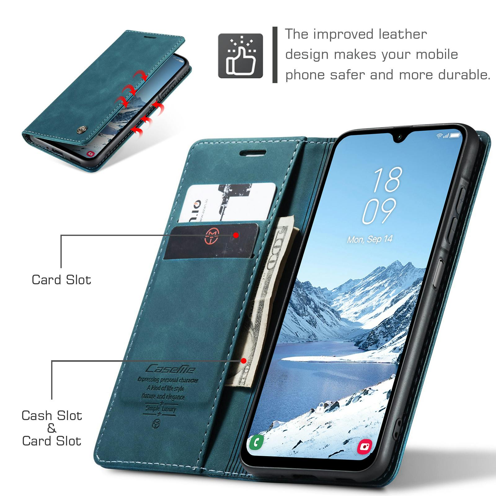 Caseme Samsung Galaxy A37 Business Bookcase Hoesje Blauw