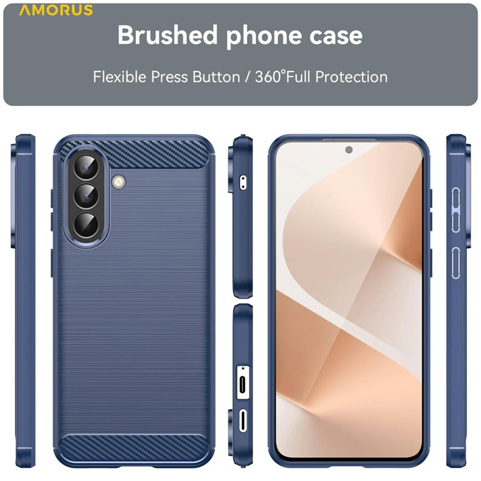 Amorus Samsung Galaxy A57 Schokbestendig Hoesje Blauw