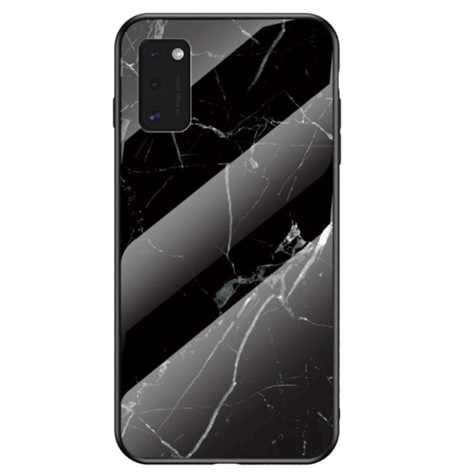 CaseBody Samsung Galaxy A41 Marble Glass Hoesje Gehard Glas Zwart