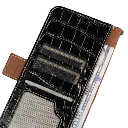 Mocaa Samsung Galaxy A55 Croco Book Case Leer Zwart