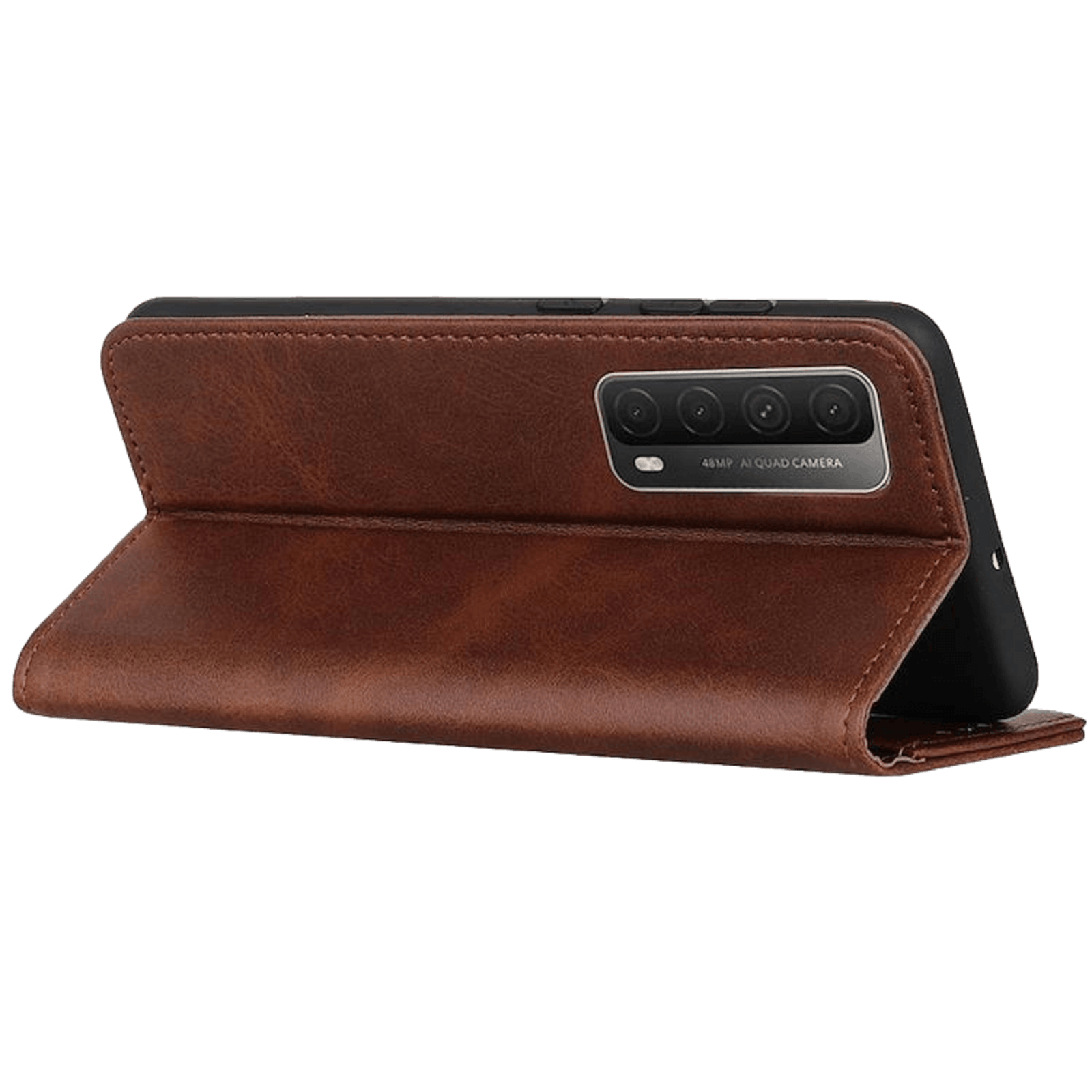 CaseBody Huawei P Smart 2021 Real Leather Wallet Hoesje Bruin