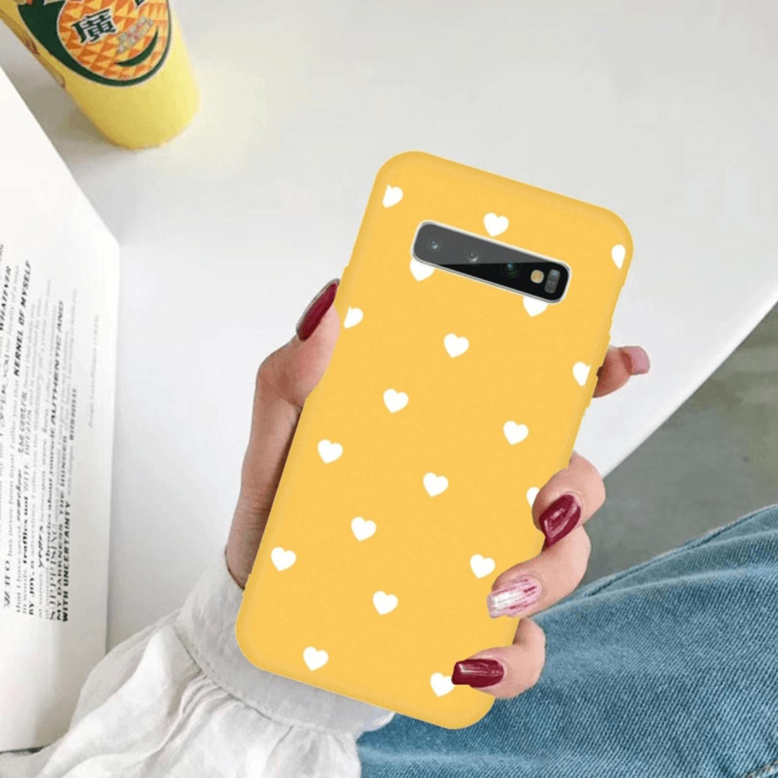 Mocaa Samsung Galaxy S10 Hearts Case Geel