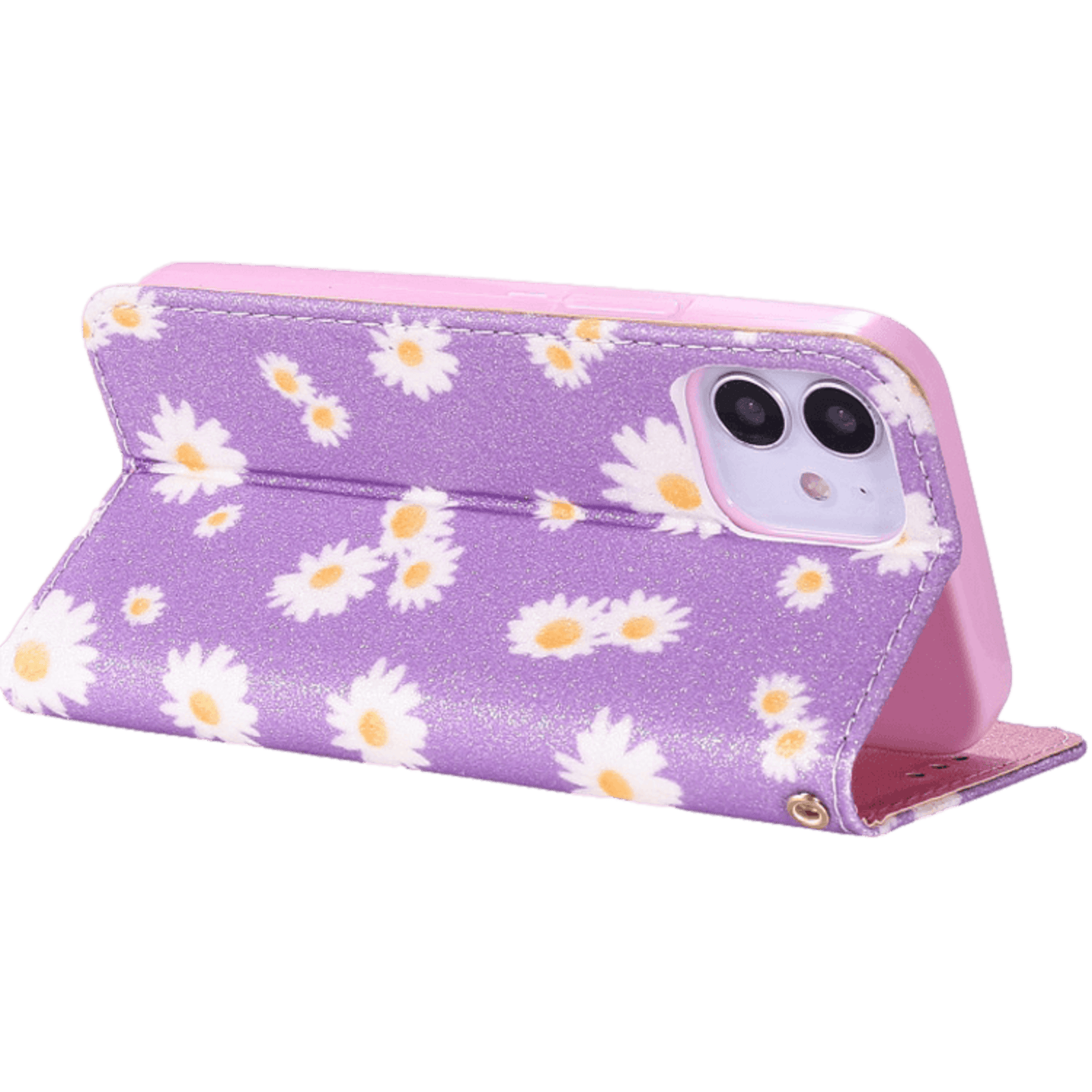 Comfycase iPhone 12 (Pro) Daisy Bookcase Hoesje Paars