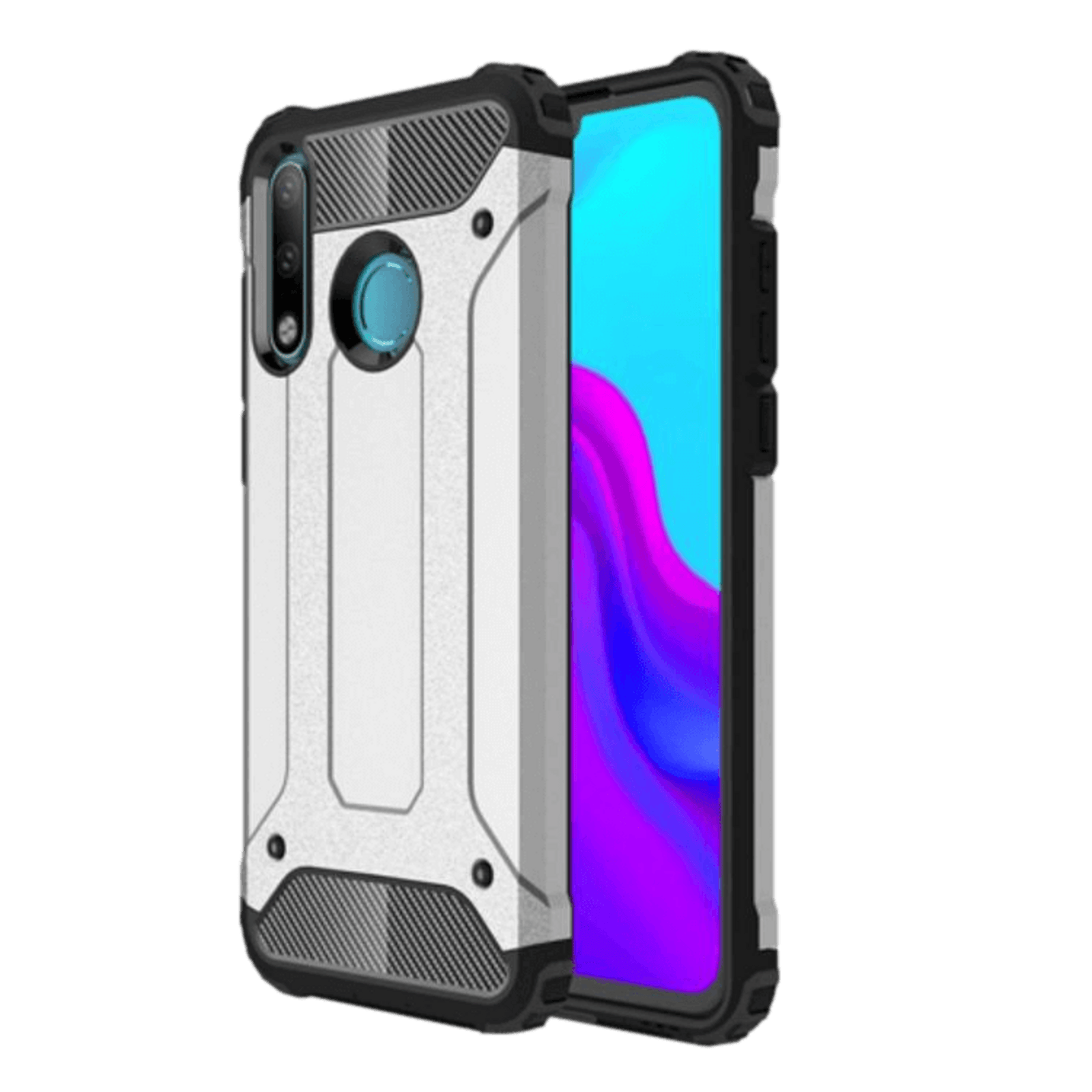CaseBody Huawei P30 Lite schokproof armor hoesje Zilver