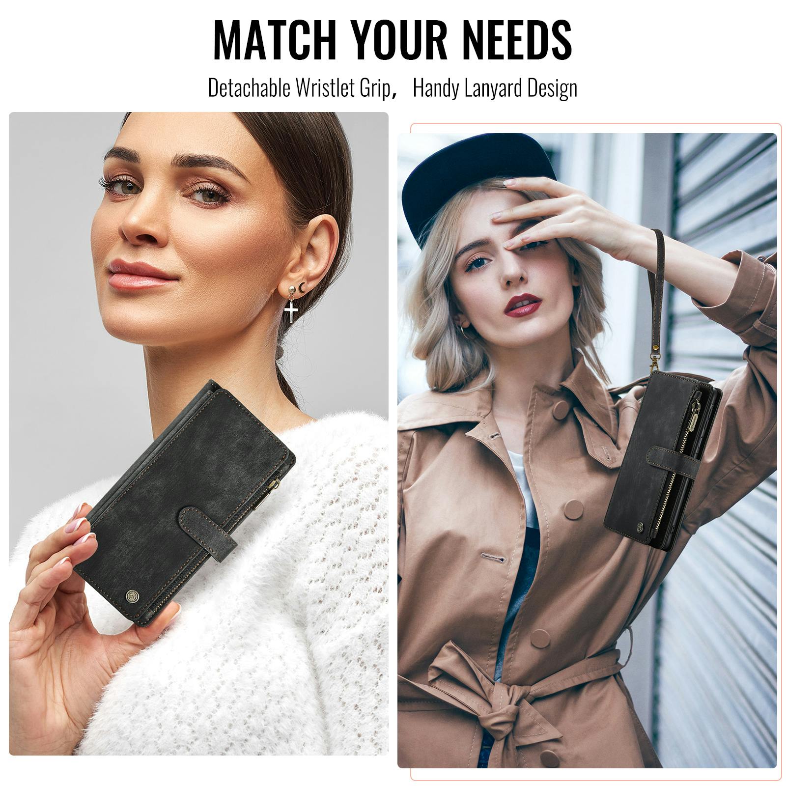 Caseme Samsung Galaxy A57 Vintage Wallet Hoesje Zwart