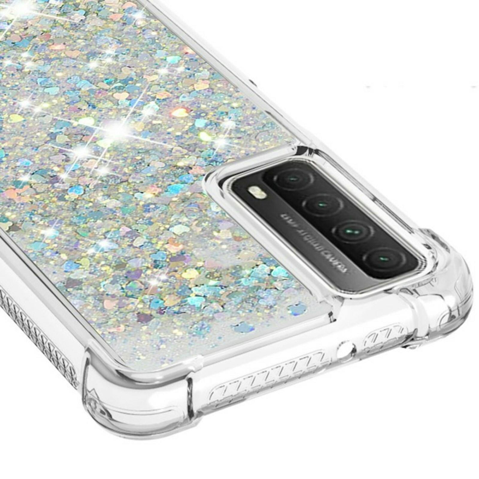 Mocaa Huawei P Smart 2021 Valbestendig Glitter Hoesje Zilver