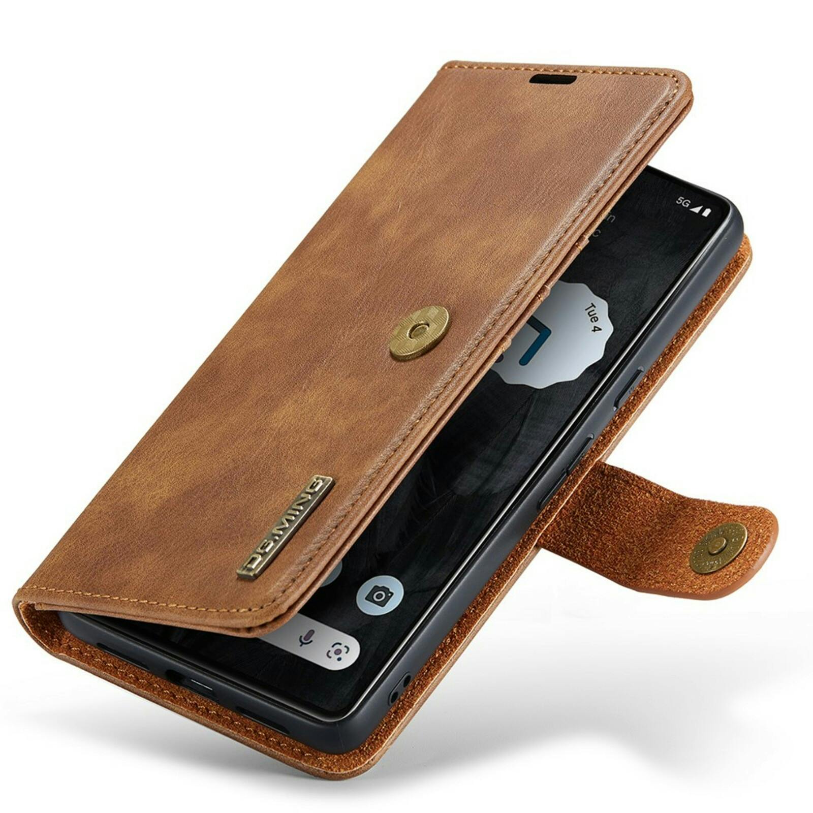 DG.MING Google Pixel 8 Pro Lederen 2-in-1 Wallet Hoesje Bruin