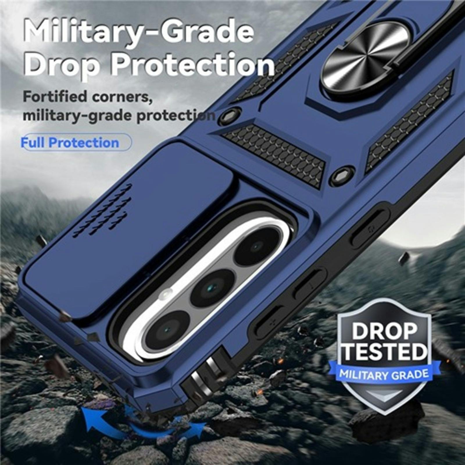 CaseBody Samsung A56 / A36 Shield Case met Camera-schuif Blauw