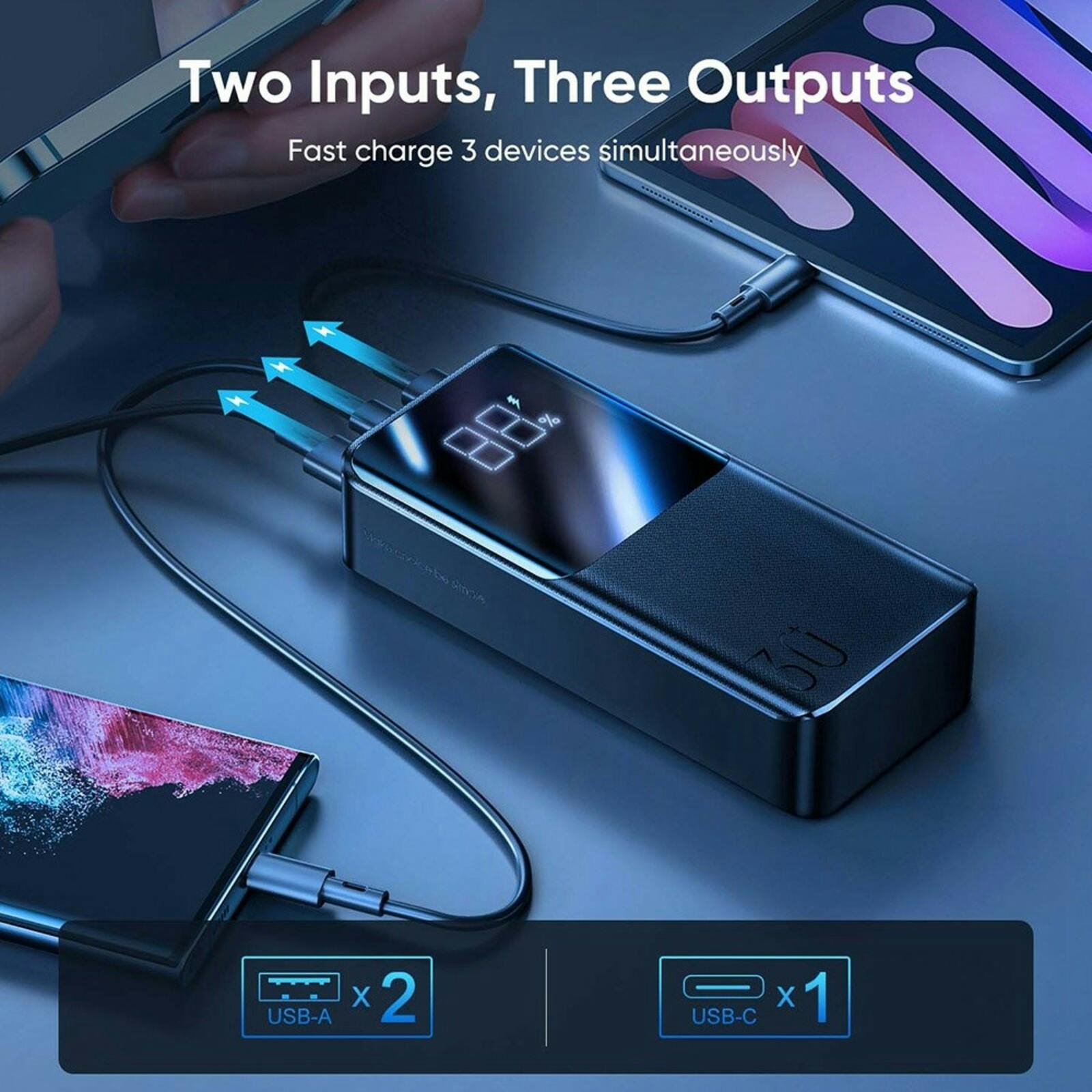 Joyroom 22.5W Multi Device Powerbank met LED Display Zwart 30.000 mAh