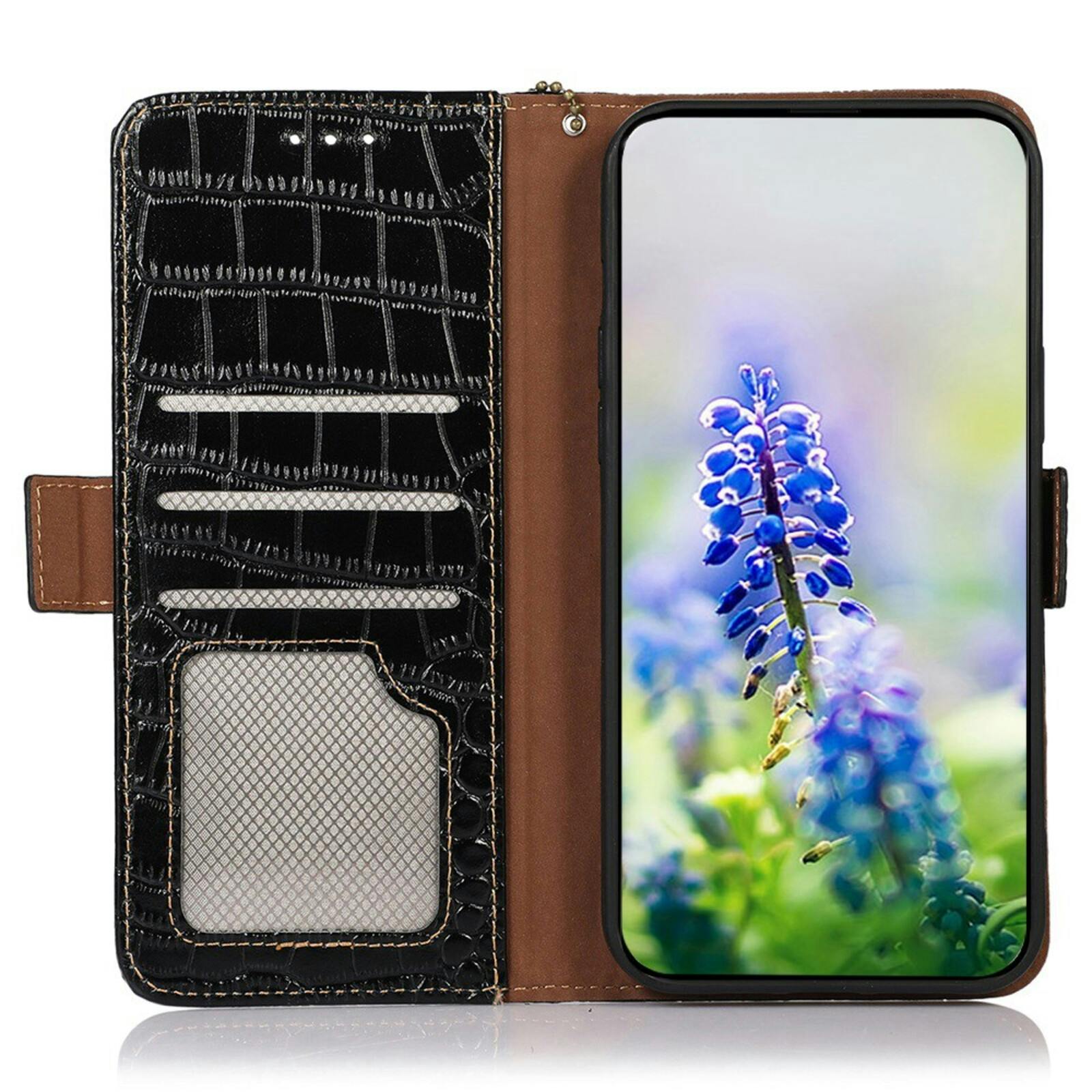 Mocaa Samsung Galaxy A56 Croco Book Case Leer Zwart
