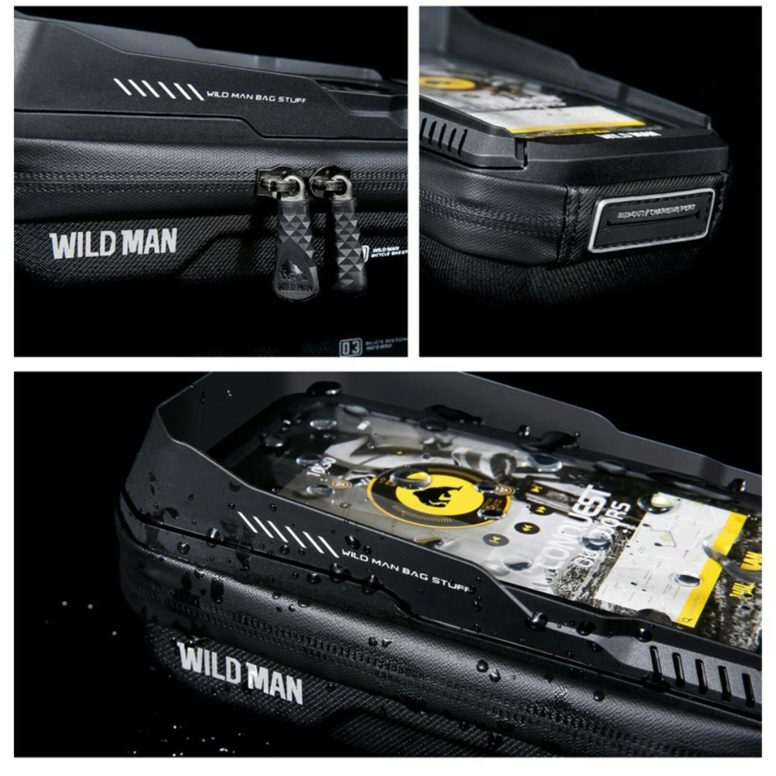 Wild Man XT3S Waterproof Telefoonhouder Fiets Zwart