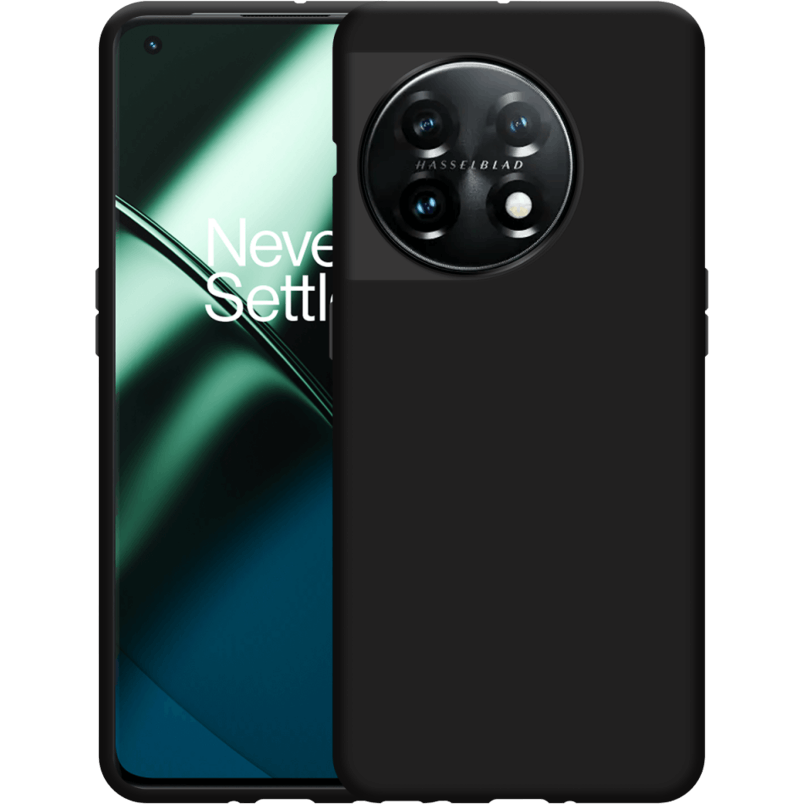 Just in Case OnePlus 11 Siliconen Hoesje Zwart - Voorkant & achterkant