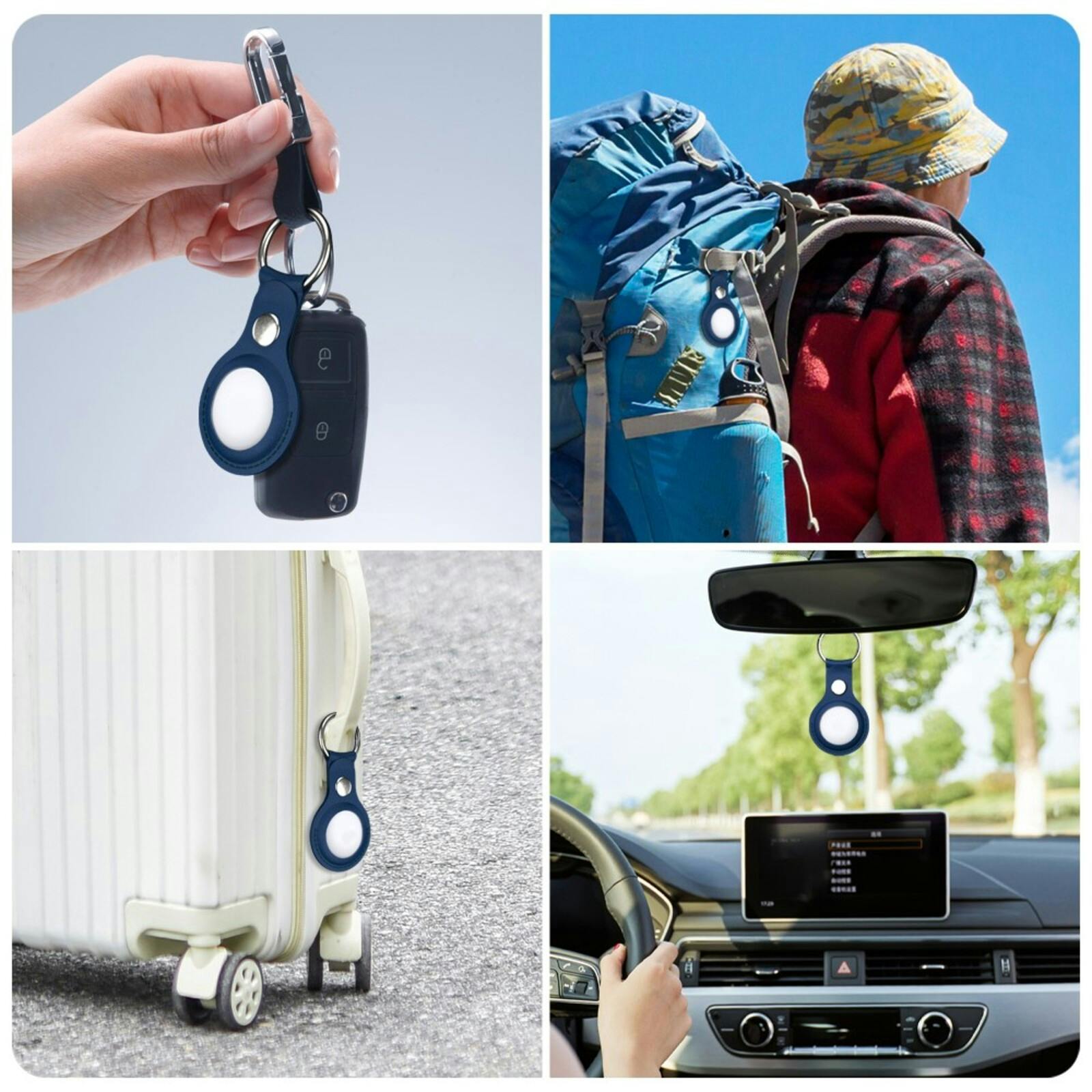 Comfycase AirTag Lederen Sleutelhanger Blauw