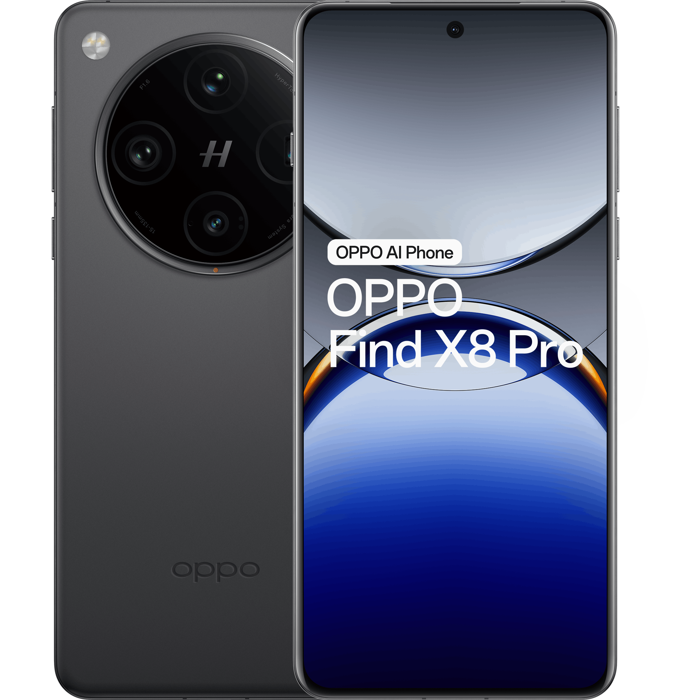 OPPO Find X8 Pro Space Black voorkant achterkant
