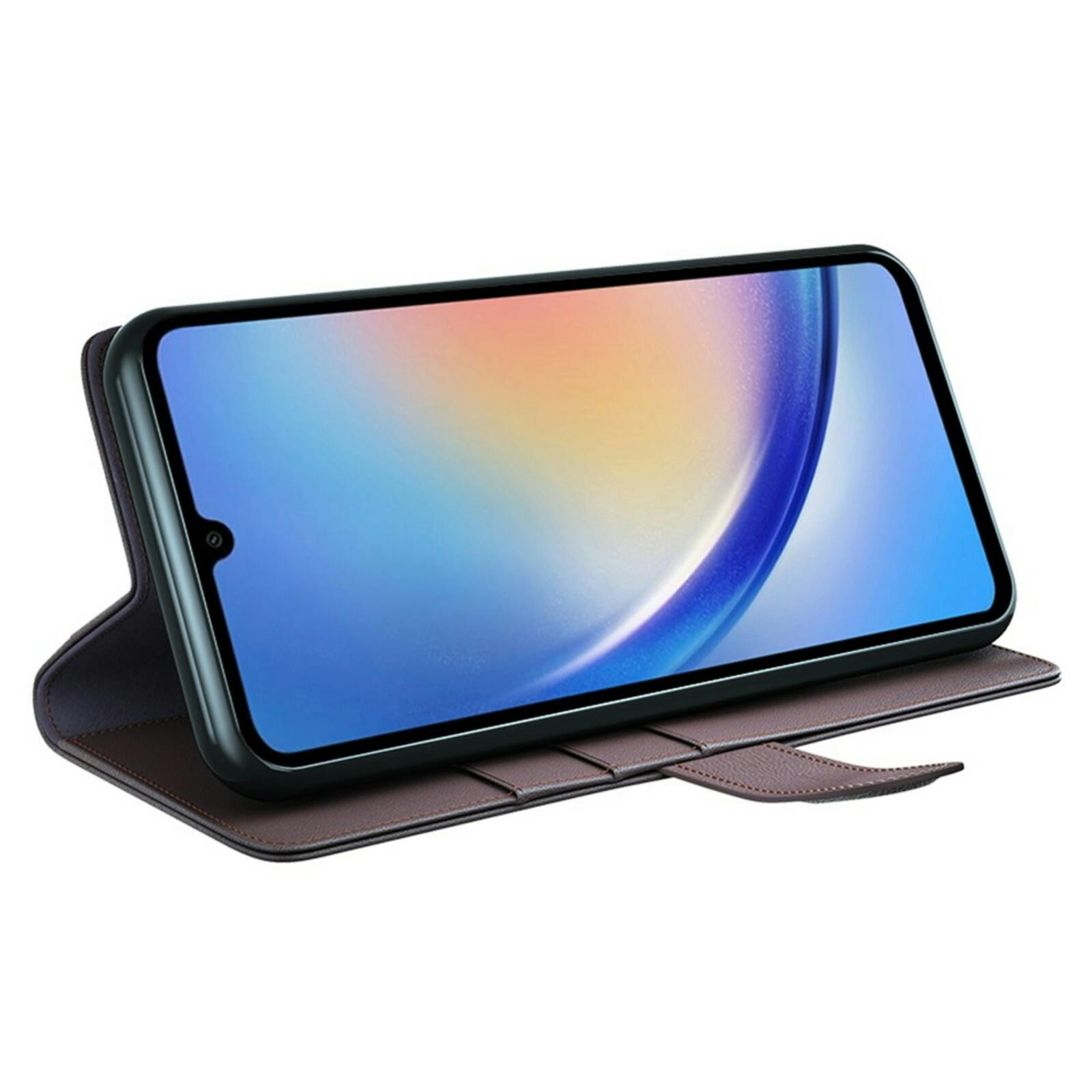 Fonexio Samsung Galaxy A35 Luxe Lederen Book Case Bruin