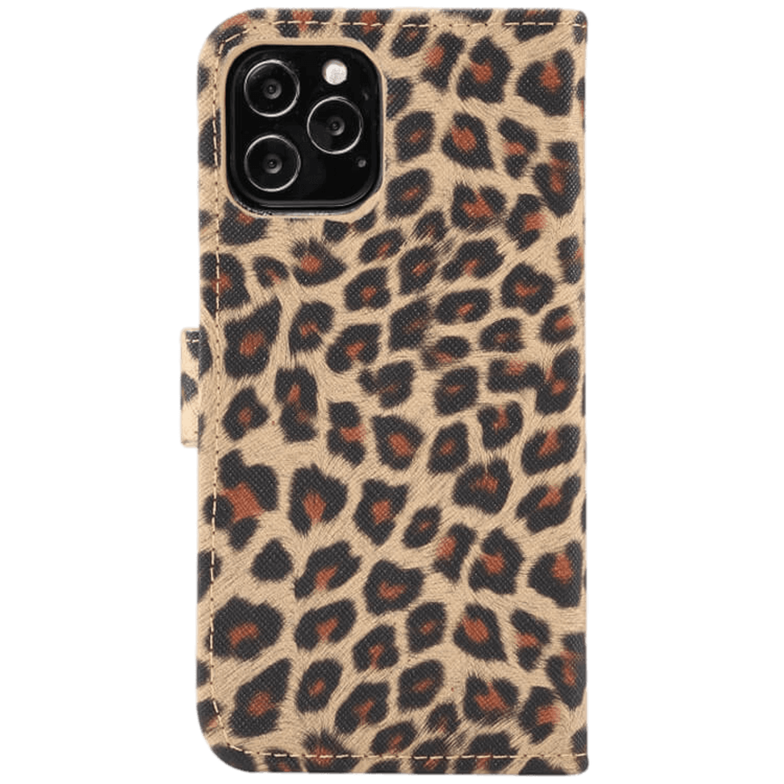 Vili iPhone 13 Pro Luipaardprint Bookcase Hoesje Bruin