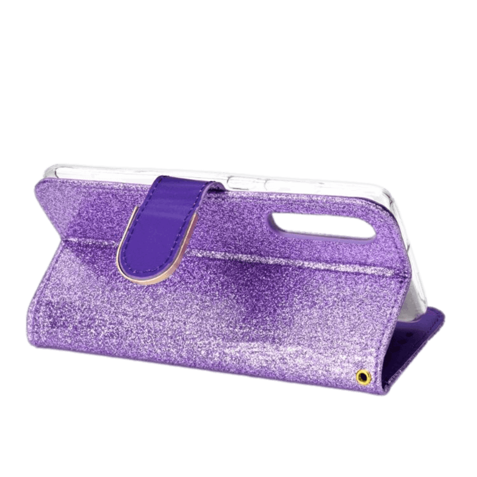 TwoTone Huawei P30 glitter hoesje met pasruimte en spiegel Paars