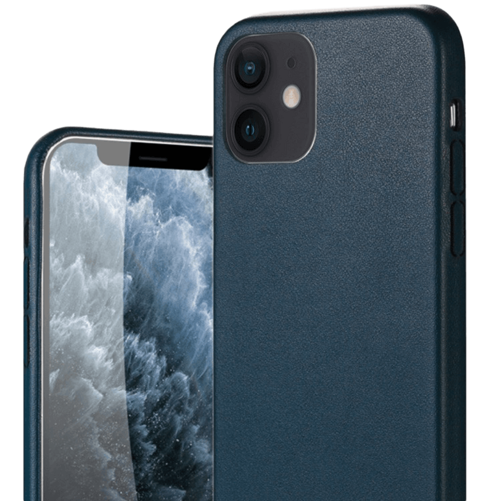 Mocaa Iphone 12 Mini Slim-Fit Hoesje Lederlook Blauw