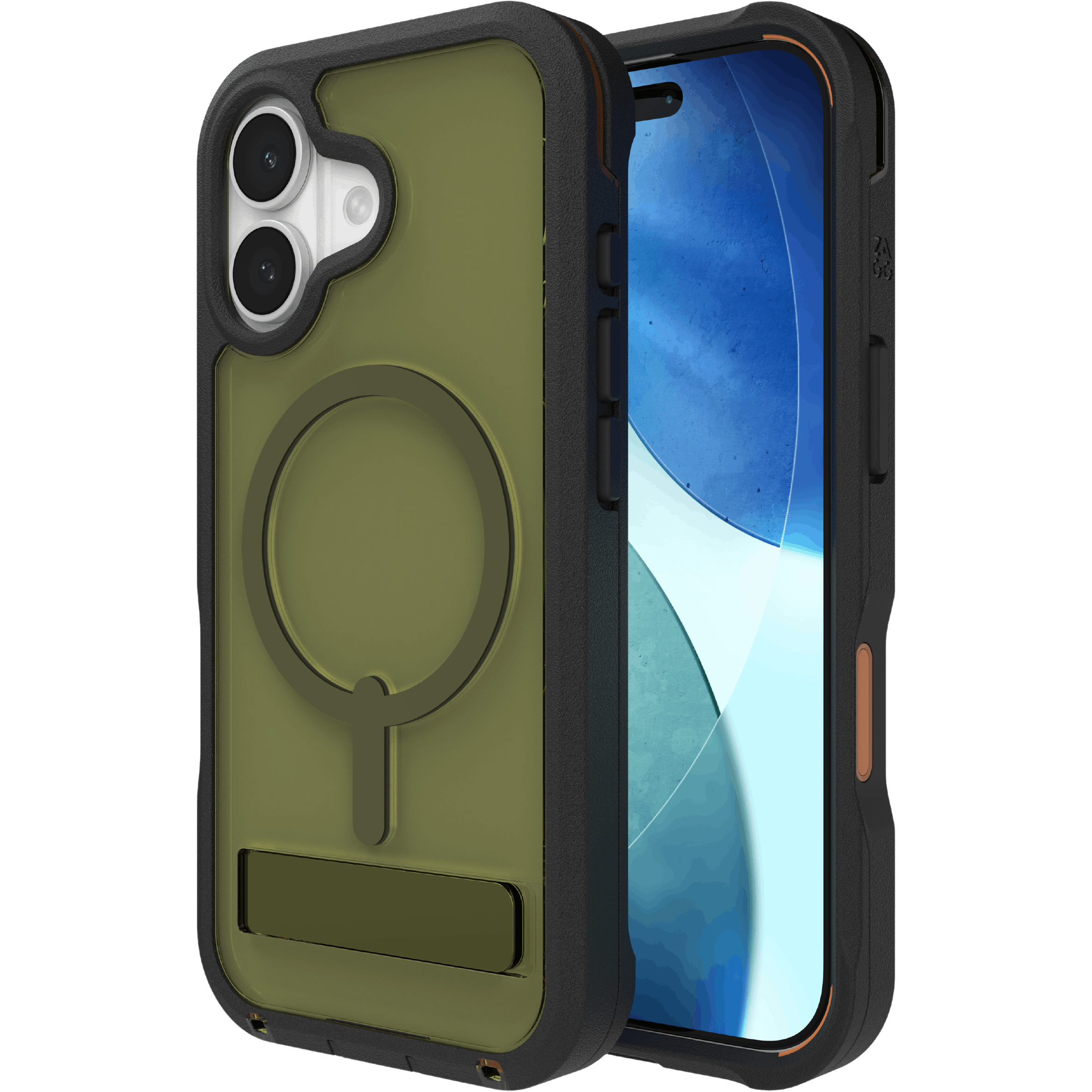 ZAGG iPhone 17 MagSafe Rainier Kickstand Case Khaki - Voorkant