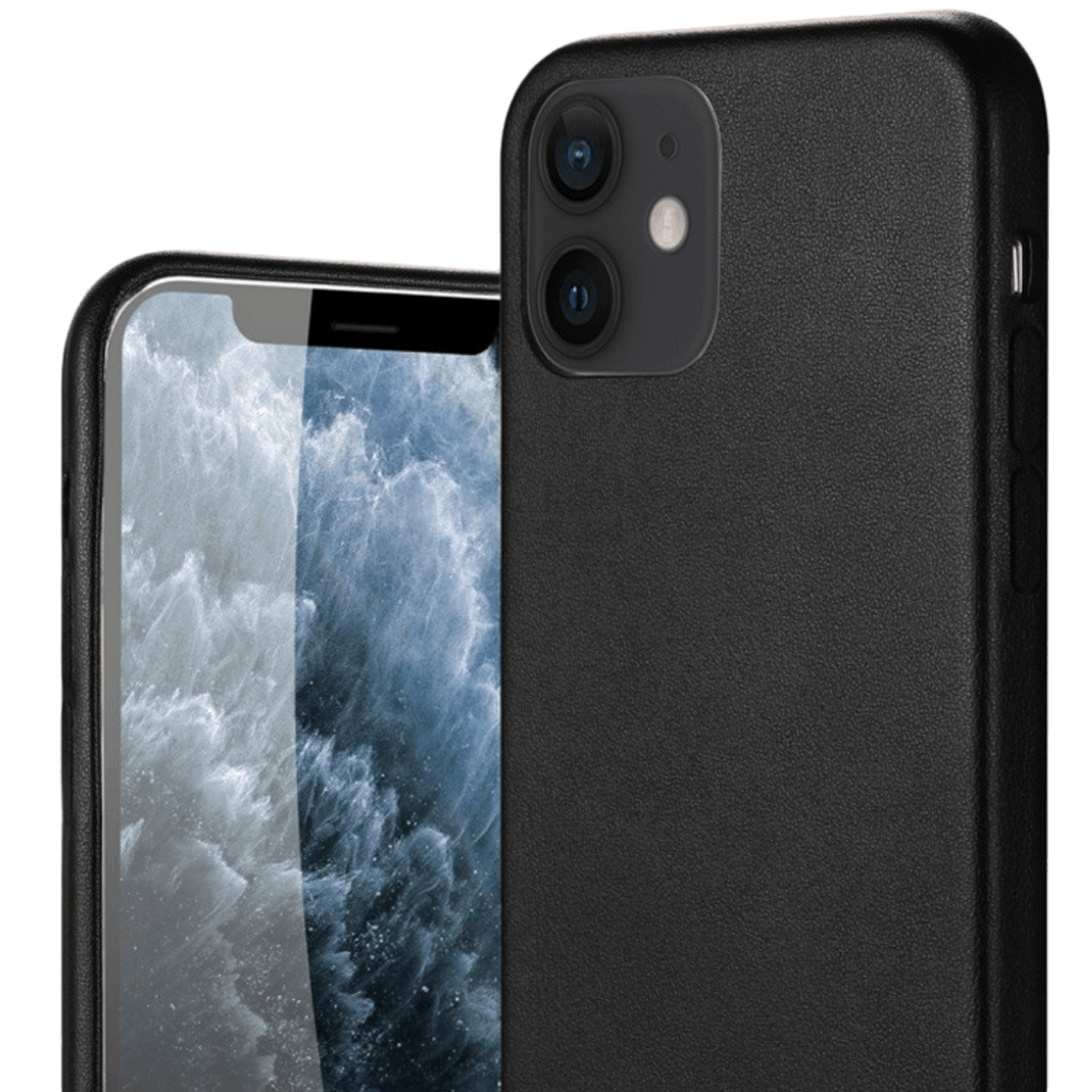 Mocaa Iphone 12 Mini Slim-Fit Hoesje Lederlook Zwart