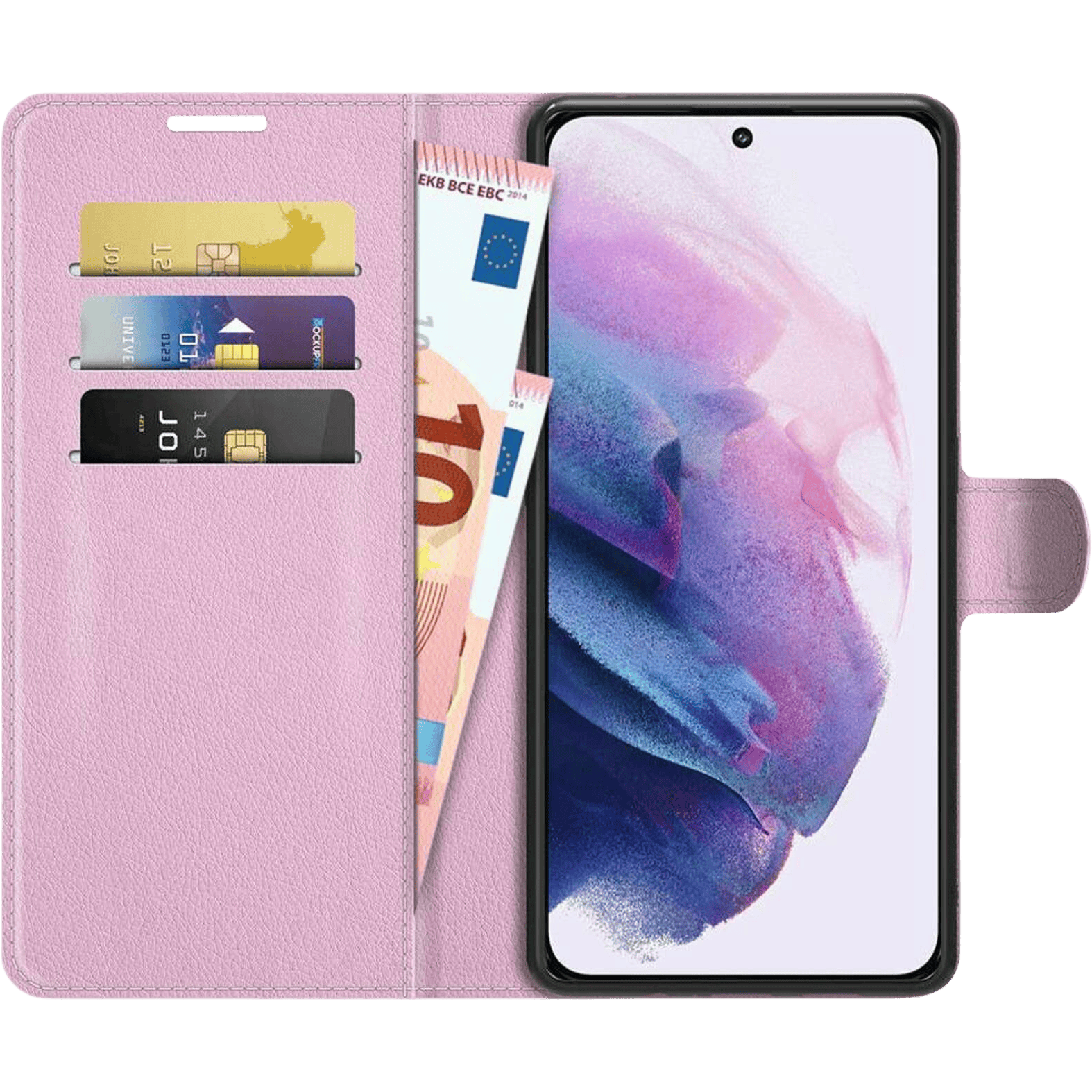 Just in Case Galaxy S22 TPU Portemonnee Hoesje Pink - Voorkant