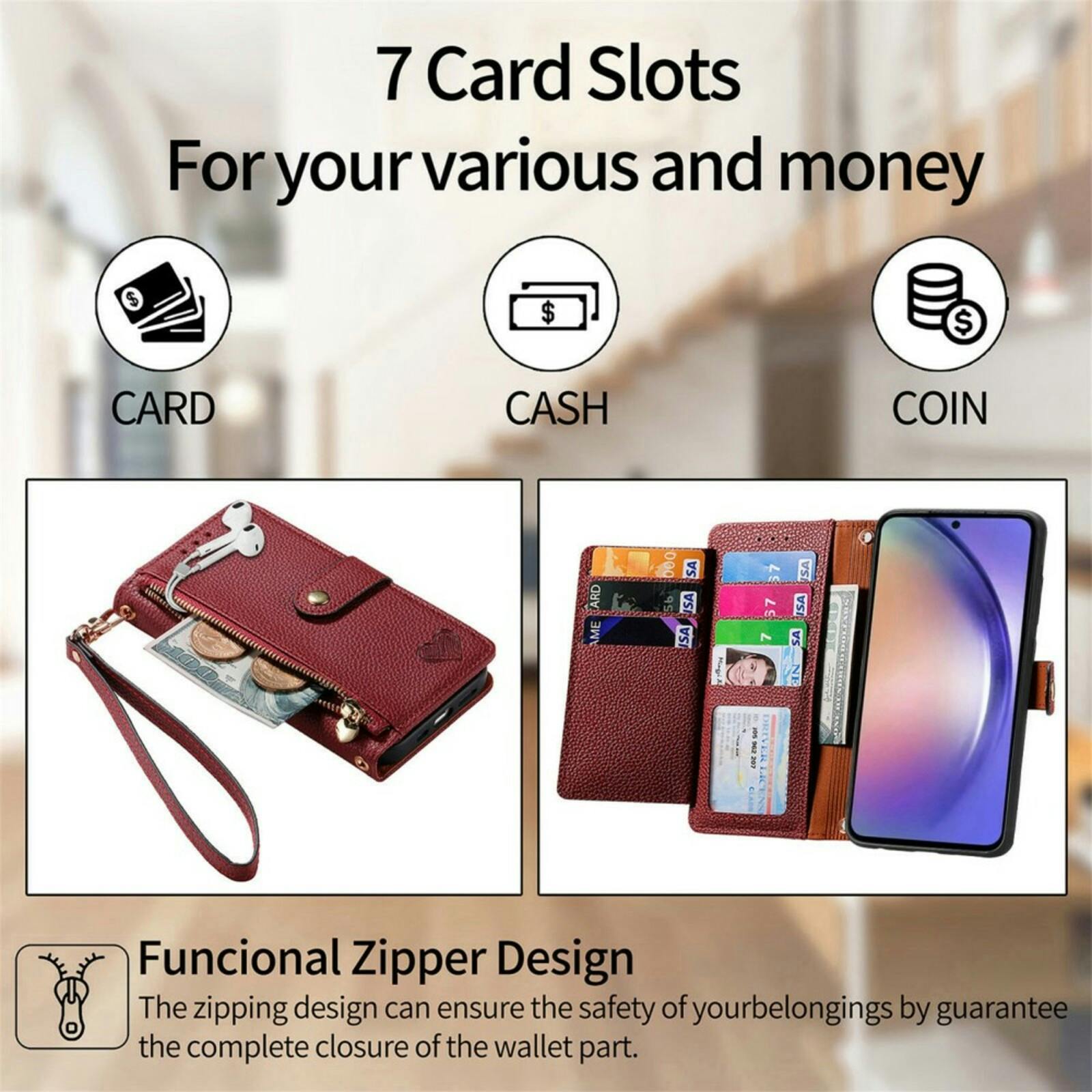 Mocaa Samsung A55 Love Heart Wallet Hoesje Rood