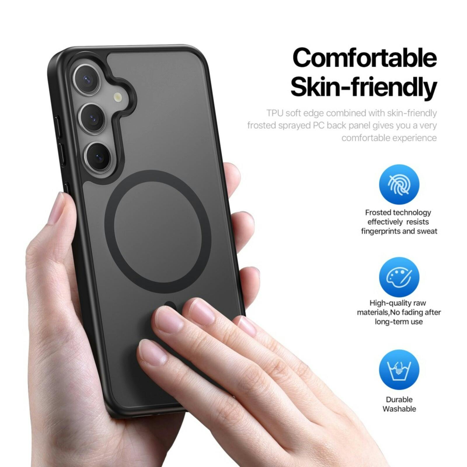 DUX DUCIS Samsung Galaxy S25 Mat MagSafe Hoesje Zwart