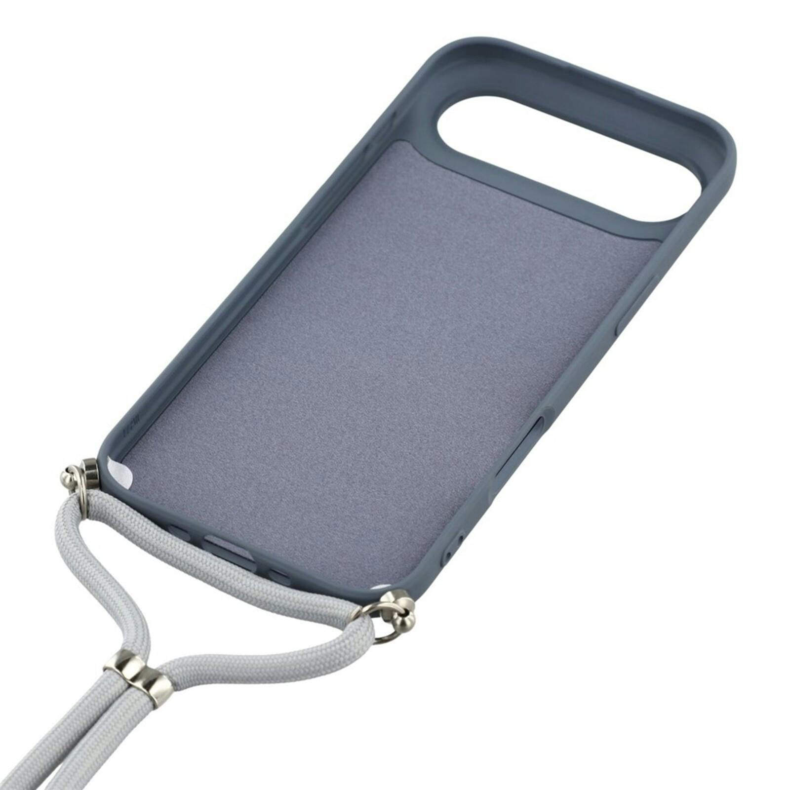 Mocaa Apple iPhone 17 Air Hoesje met Koord Blauwgrijs