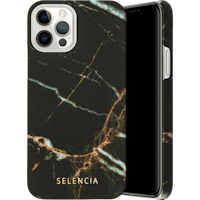 Selencia iPhone 12 (Pro) Fashion Hoesje Marble Black - Voorkant