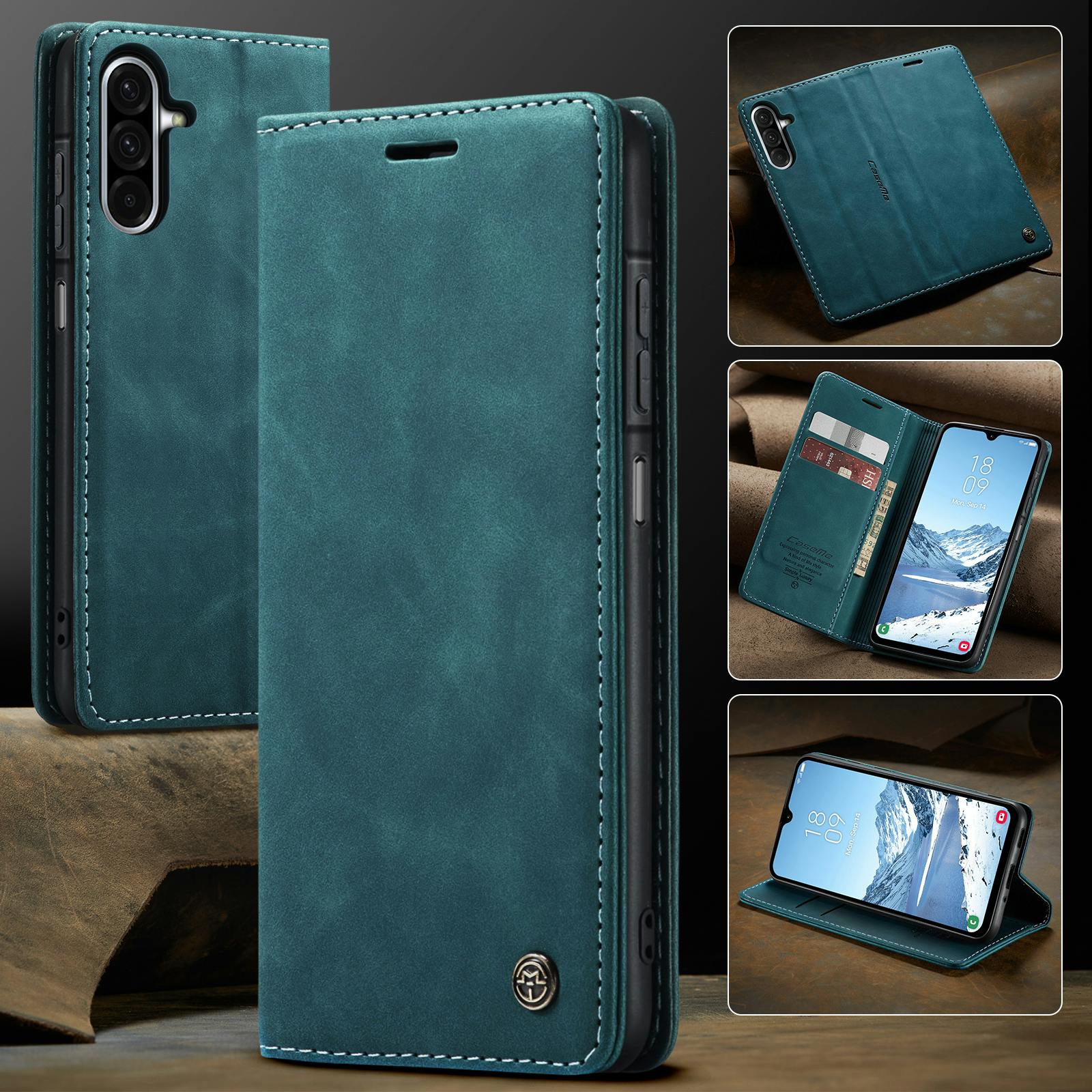 Caseme Samsung Galaxy A37 Business Bookcase Hoesje Blauw