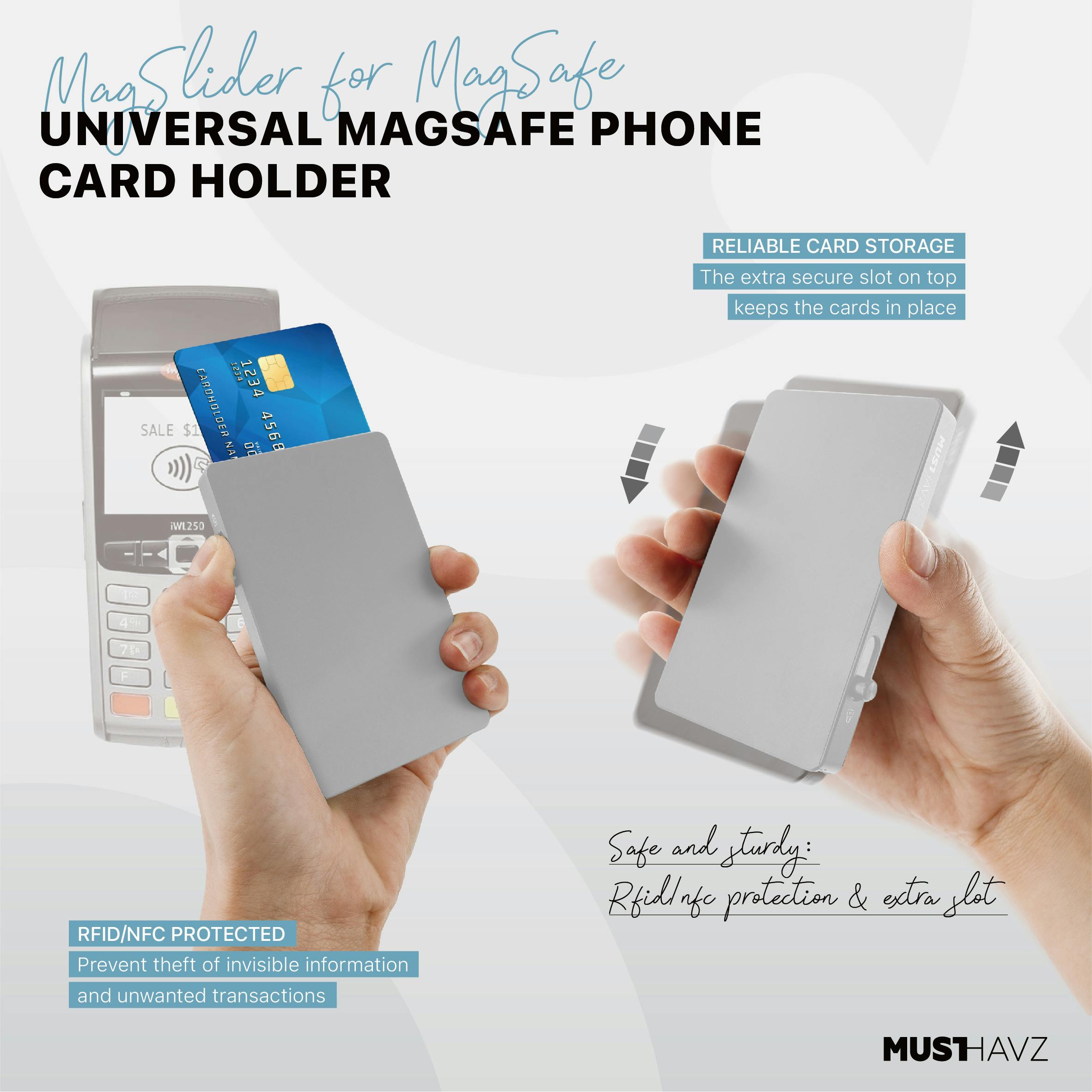 Musthavz MagSlider Luxe Magnetische Kaarthouder Zilver