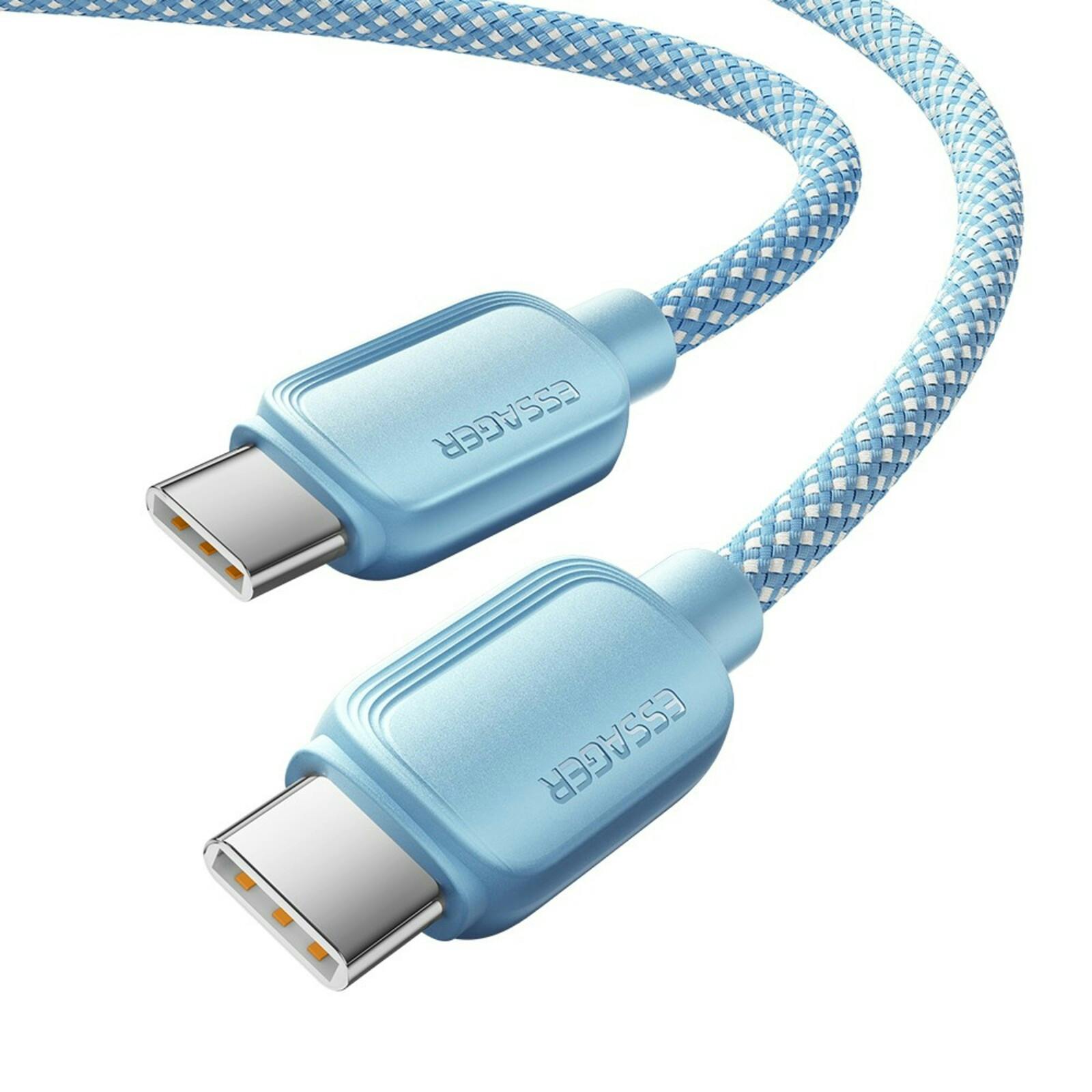 Essager 100W(!) Smartphone en Laptop Data+Oplaadkabel USB-C naar USB-C Blauw 2m