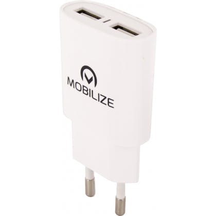 Mobilize Reislader Dual USB 2.4A + 1m Lightning kabel White