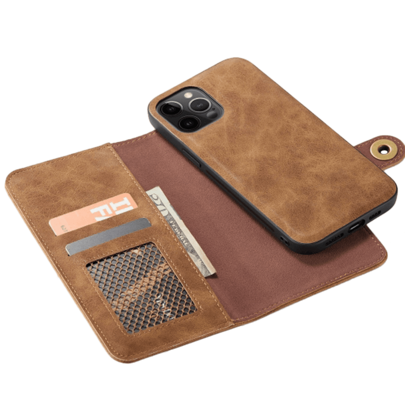 Mocaa iPhone 12 Pro Max Vintage 2-in-1 Wallet Hoesje Bruin