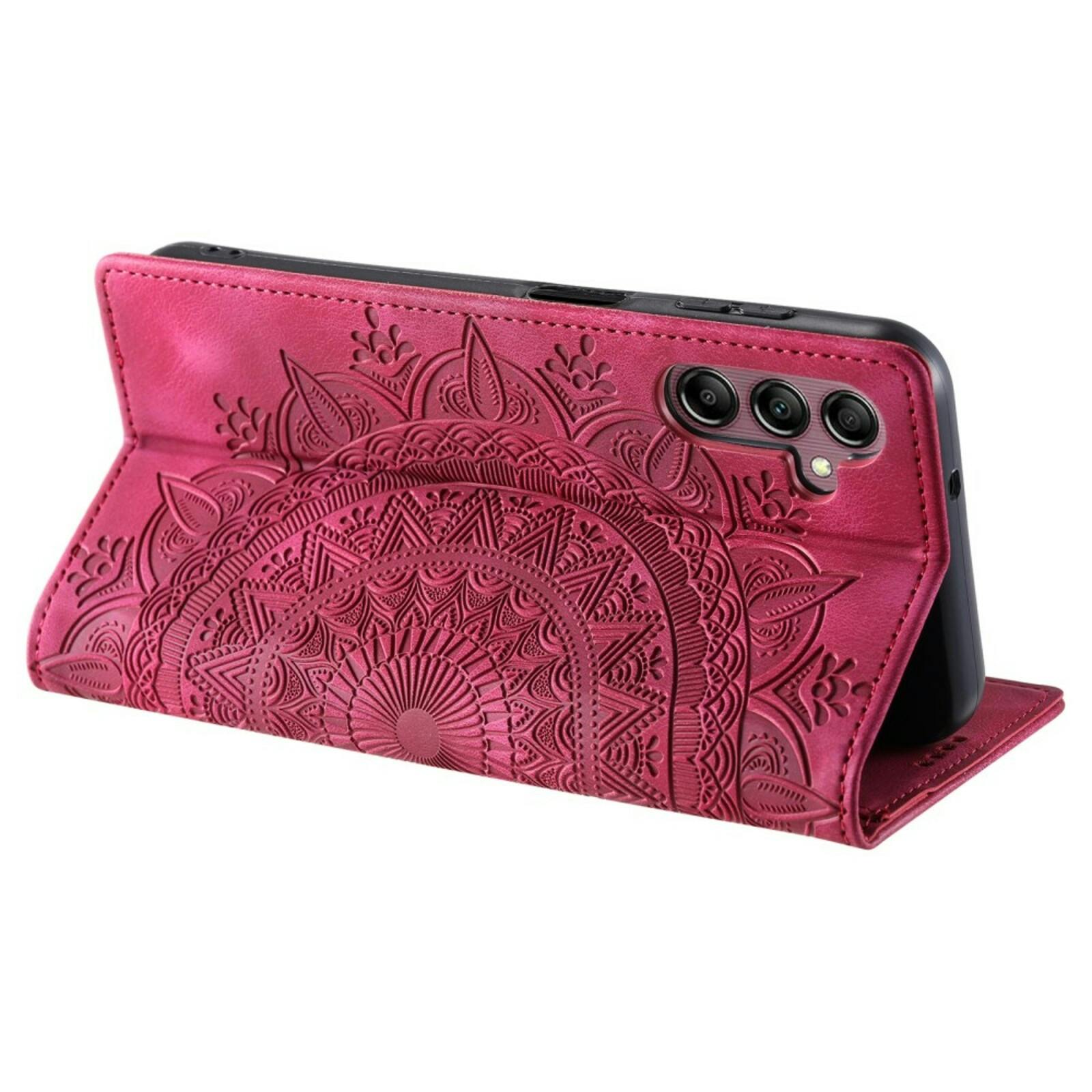 Comfycase Samsung Galaxy S24 FE Zacht Mandala Book Hoesje Rood