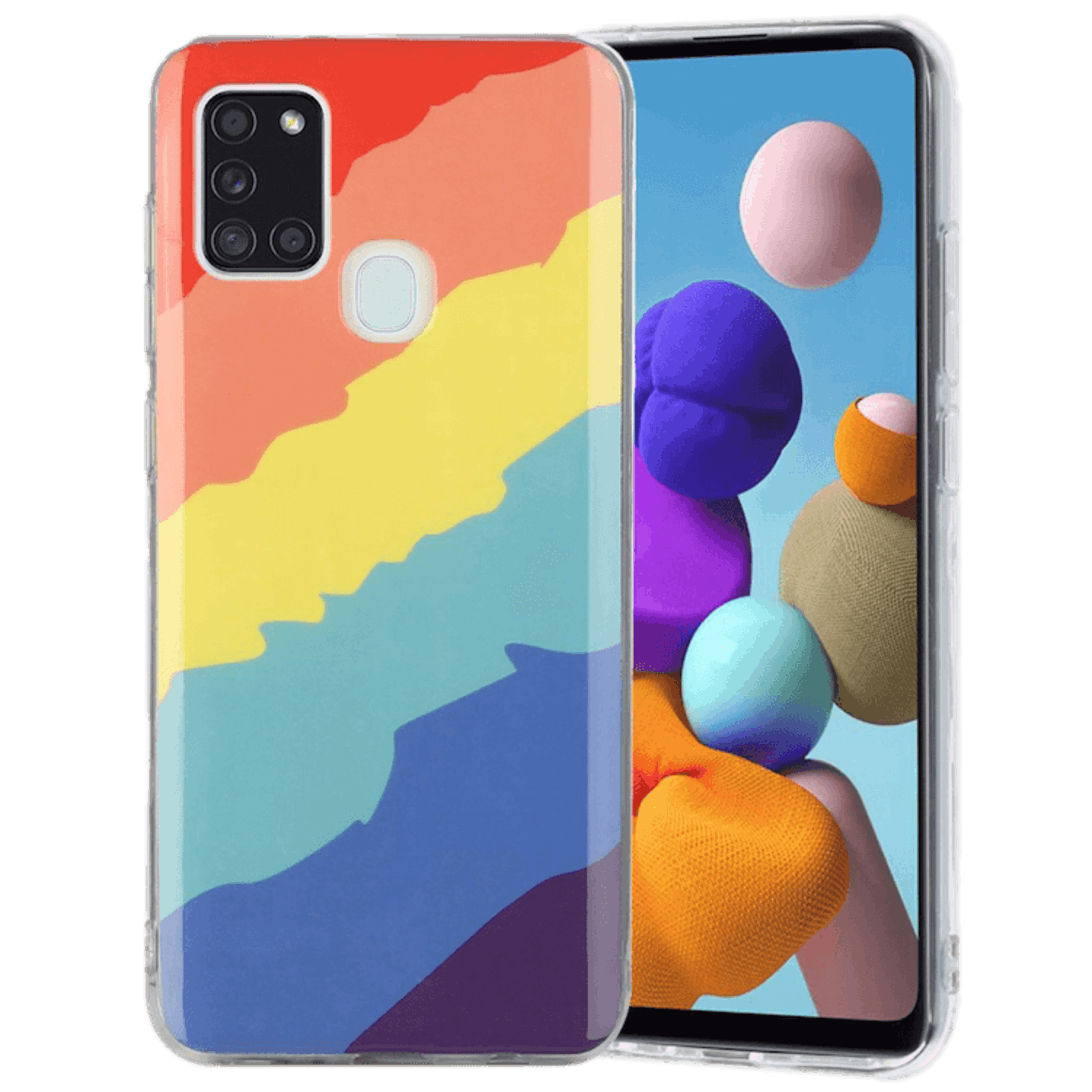 Mocaa Samsung Galaxy A21s Beschermhoesje Regenboog Design Meerkleurig