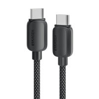 Essager 100W(!) Smartphone en Laptop Data+Oplaadkabel USB-C naar USB-C Zwart 2m