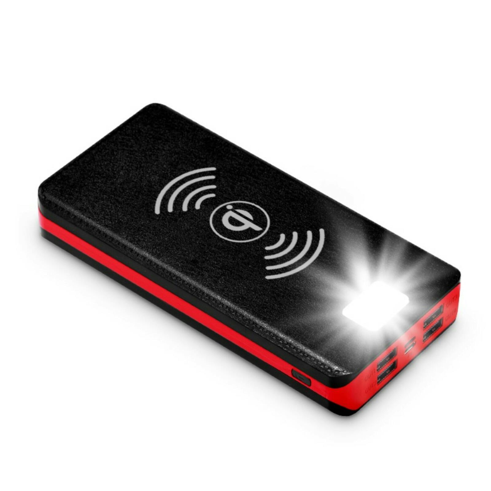 PSOOO 20.000mAh Solar Powerbank met Draadloos Laden Rood 20.000 mAh