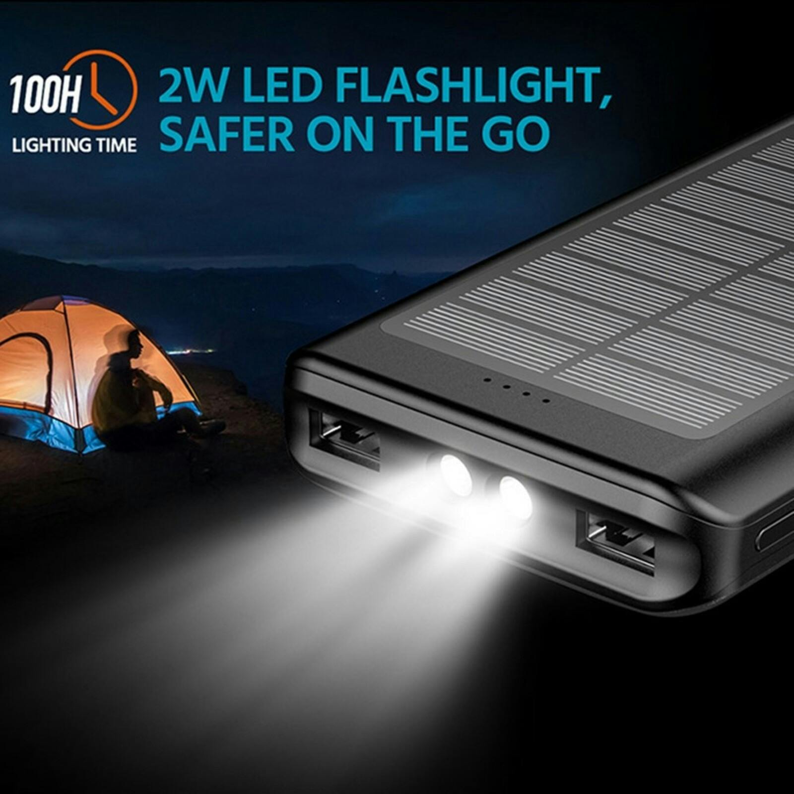 QC86S 30.000mAh Portable Charger met Zonnecel Zwart 30.000 mAh