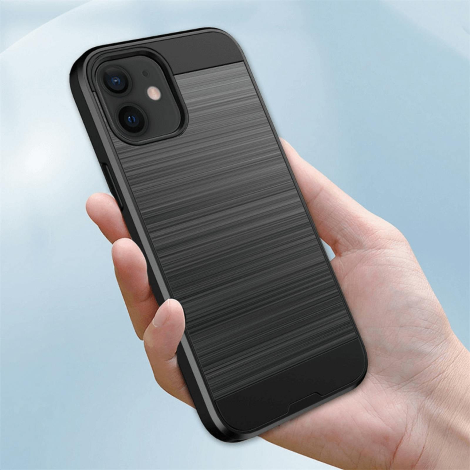 CaseBody Iphone 12 Mini Stevig Dual Layer Beschermhoesje Zwart