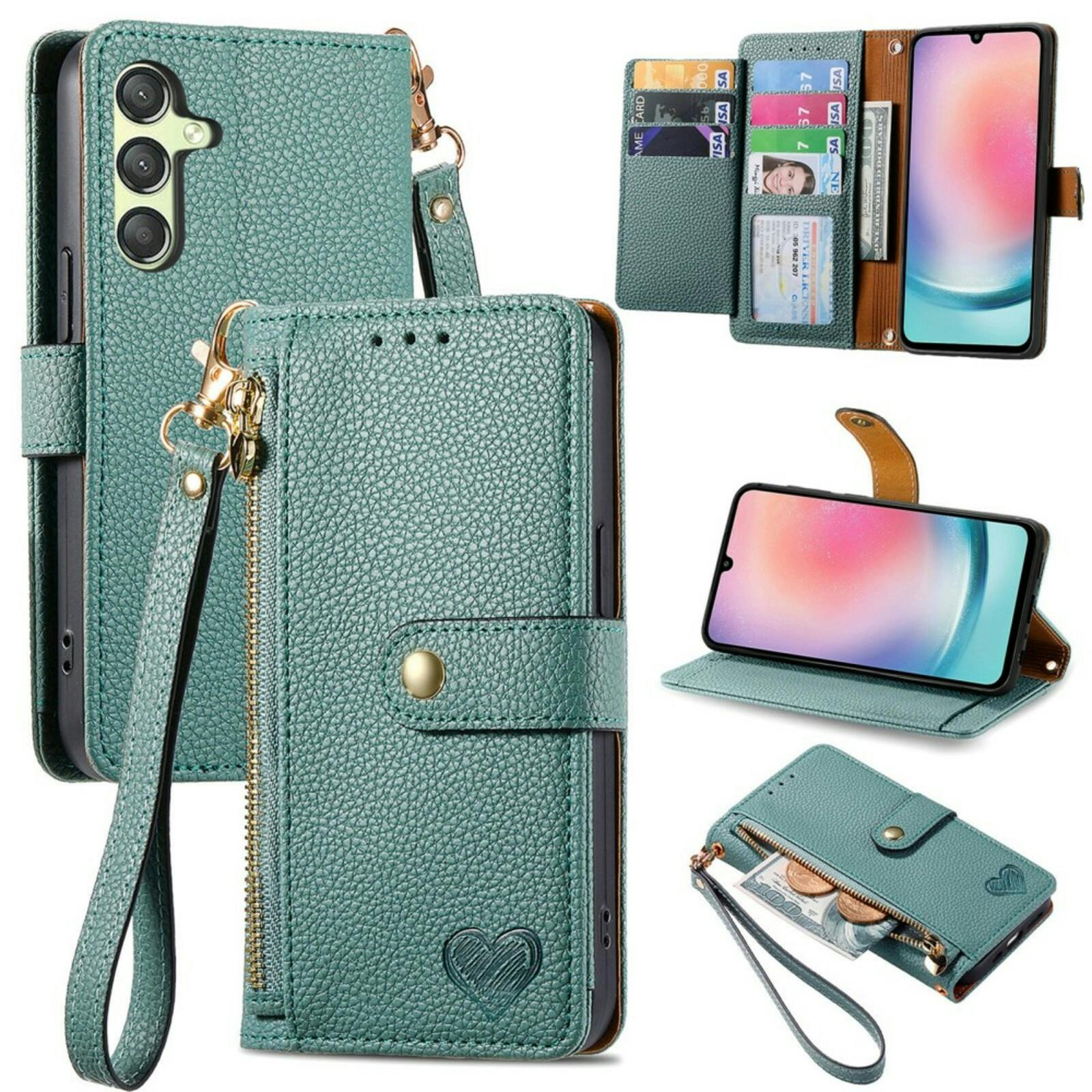 Mocaa Samsung Galaxy A25 Love Heart Wallet Hoesje Groen