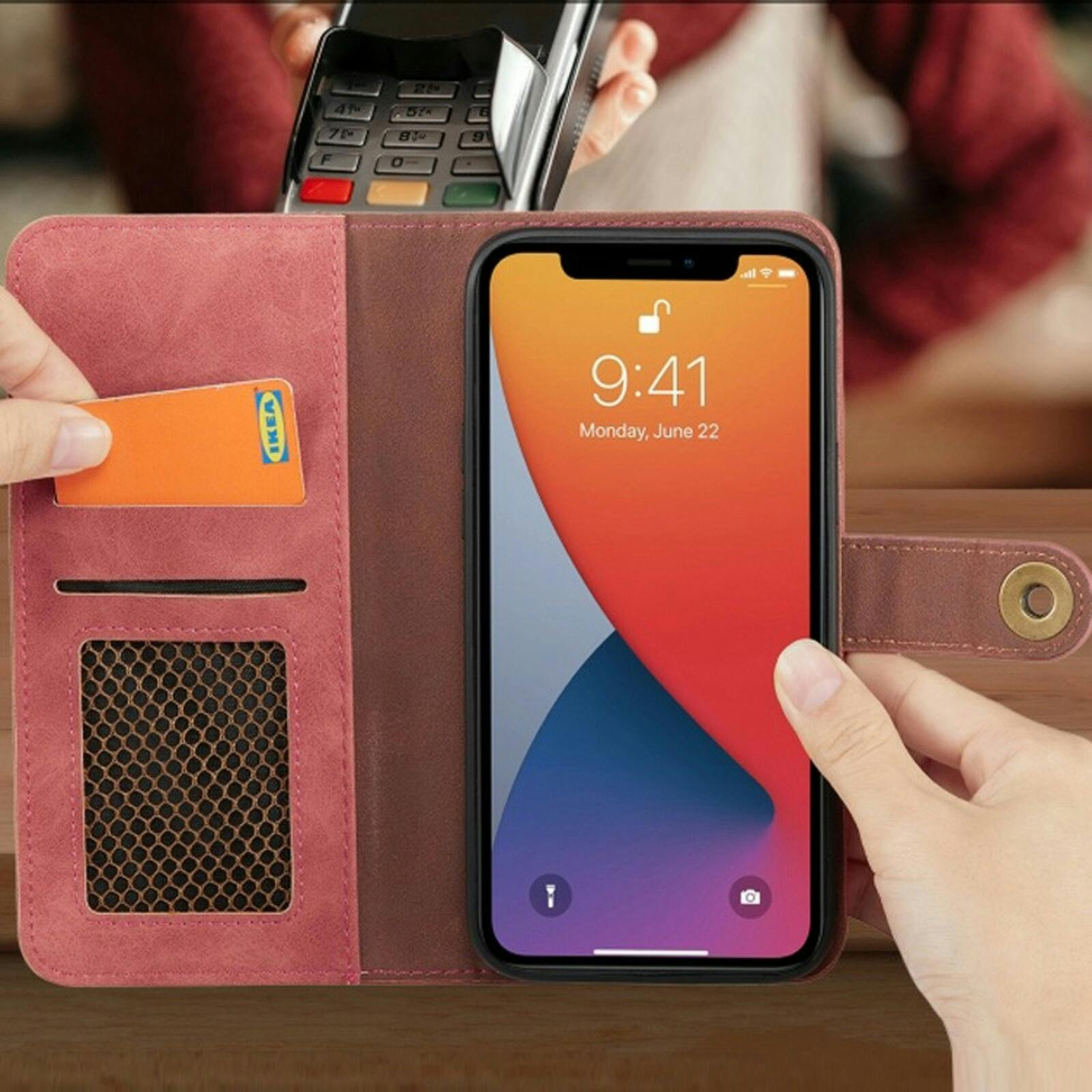 Mocaa iPhone 12 (Pro) Vintage 2-in-1 Wallet Hoesje Rood