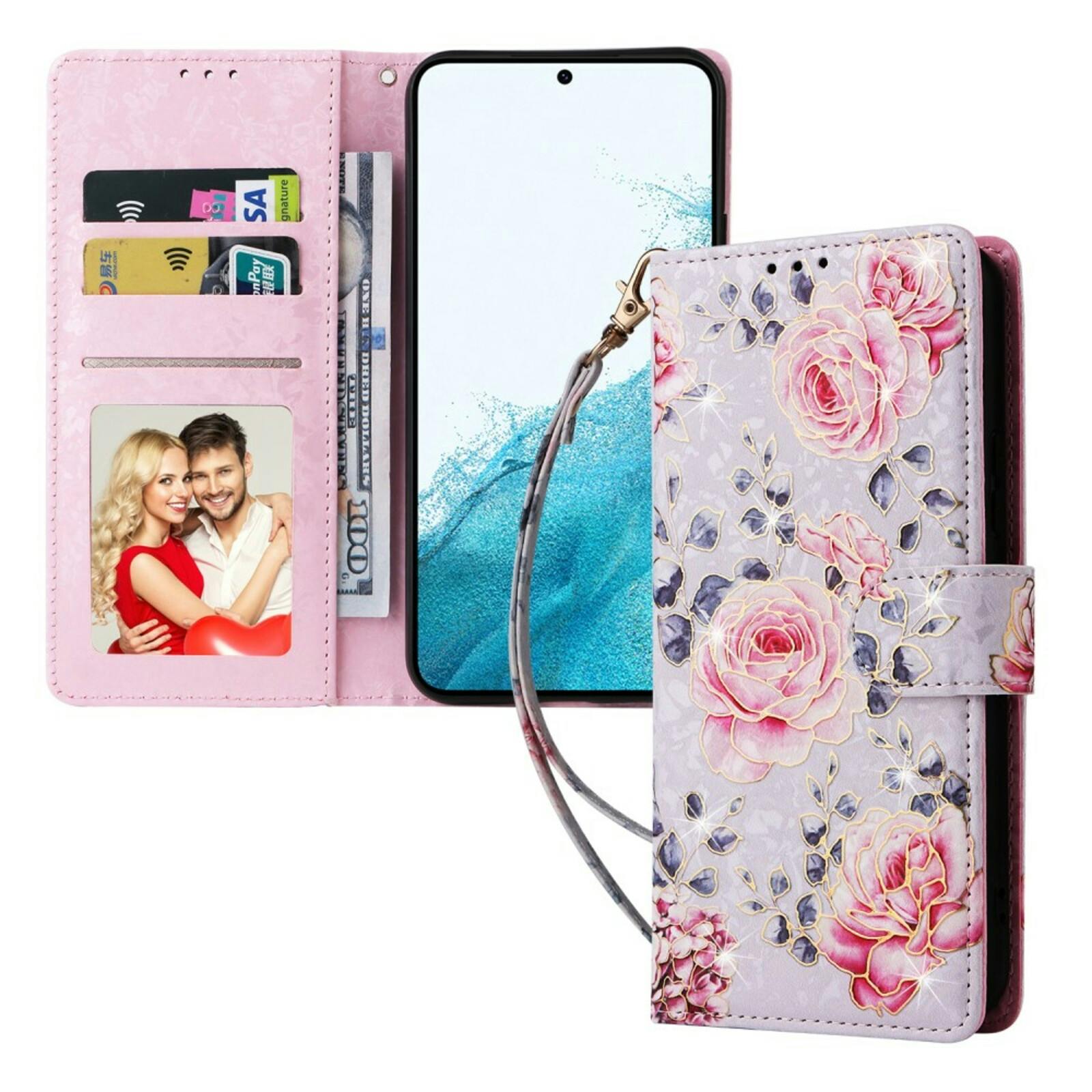 Mocaa Samsung A54 Glossy Floral Series Bookcase Roze