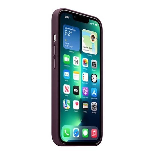 Apple iPhone 13 Pro Leren MagSafe Hoesje Dark Cherry