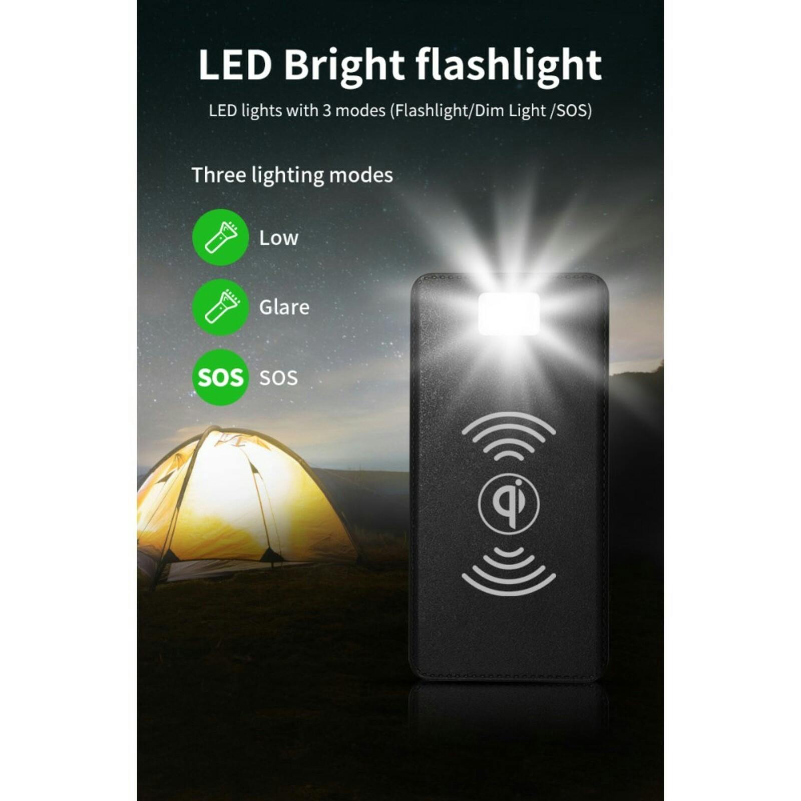 PSOOO 20.000mAh Solar Powerbank met Draadloos Laden Rood 20.000 mAh