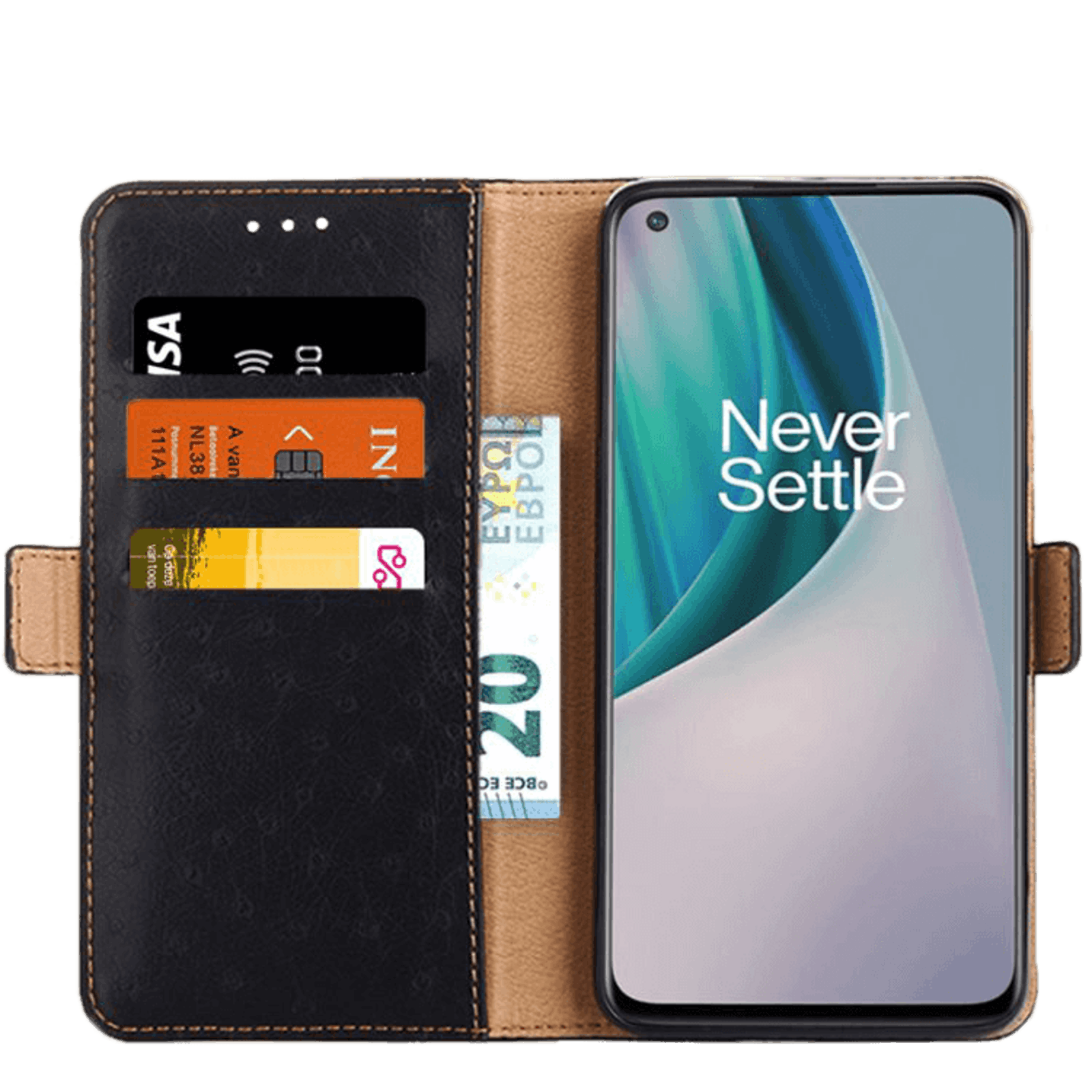 CaseBody OnePlus Nord N10 Ostrich Bookcase Zwart